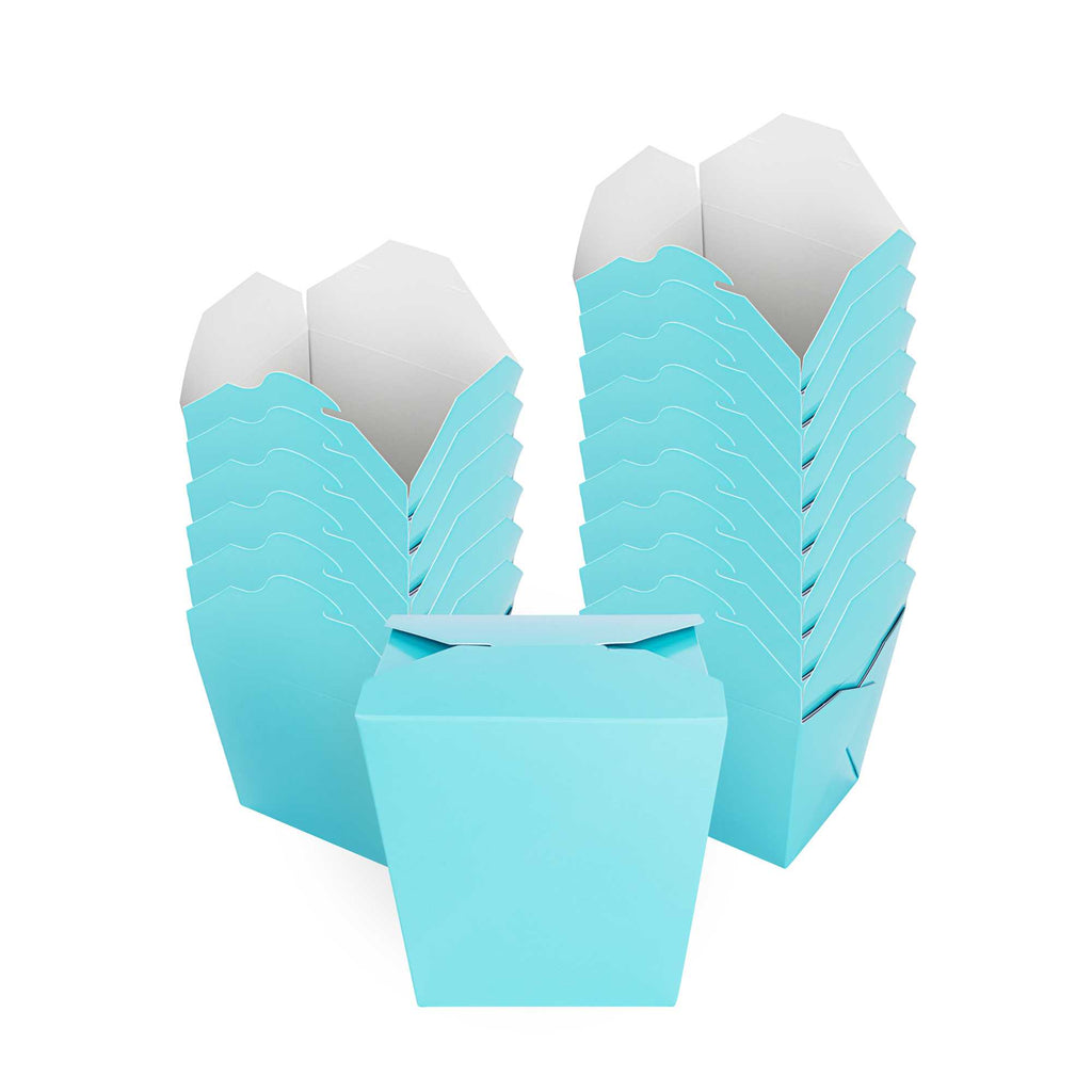 Bio Tek 26 oz Square Turquoise Paper Noodle Take Out Container - 4" x 3 1/2" x 4" - 50 count box