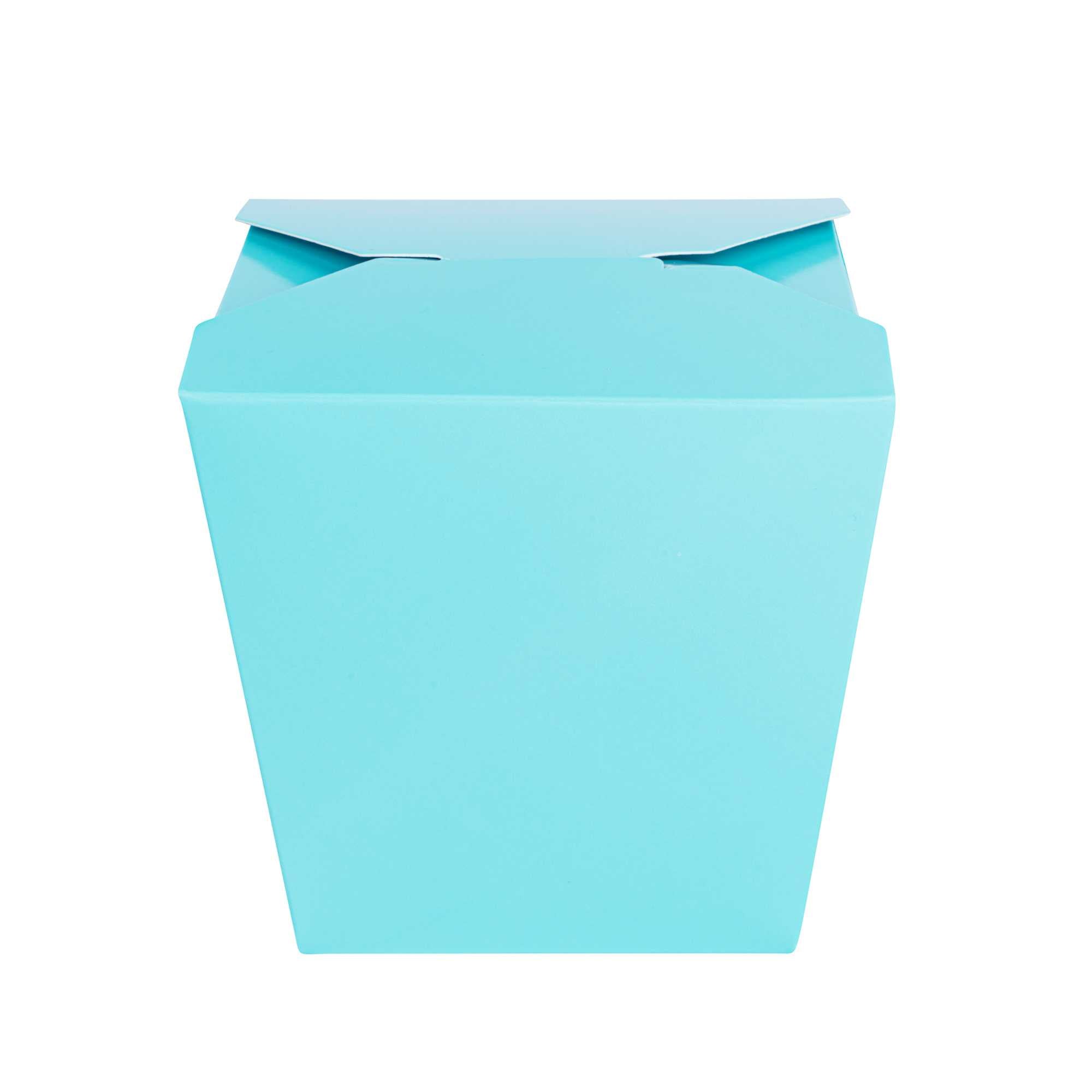 Bio Tek 26 oz Square Turquoise Paper Noodle Take Out Container - 4" x 3 1/2" x 4" - 50 count box
