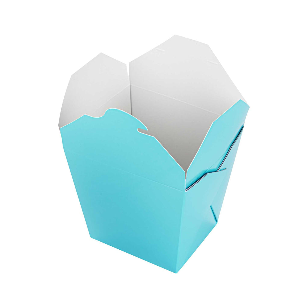 Bio Tek 26 oz Square Turquoise Paper Noodle Take Out Container - 4" x 3 1/2" x 4" - 50 count box