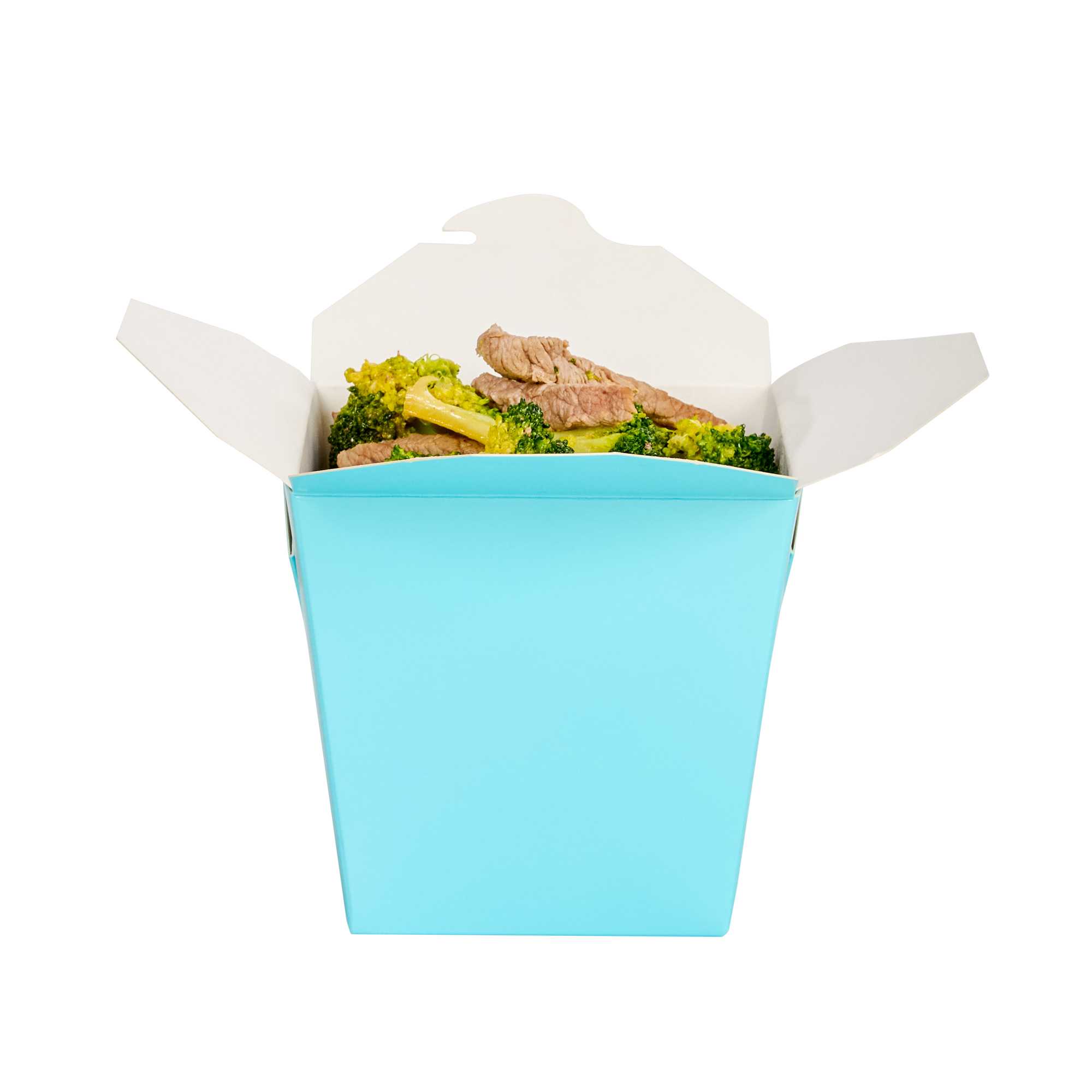 Bio Tek 26 oz Square Turquoise Paper Noodle Take Out Container - 4" x 3 1/2" x 4" - 200 count box