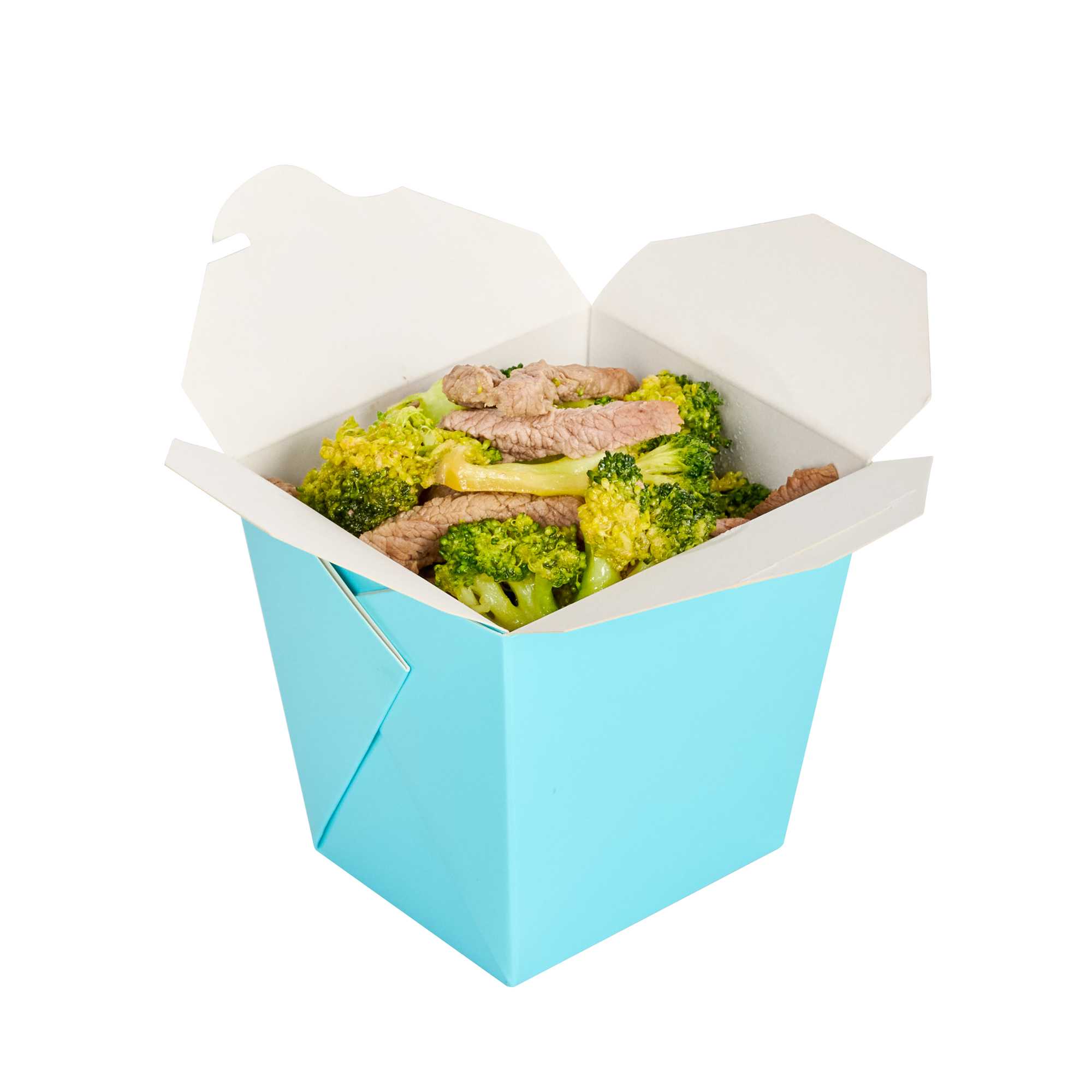 Bio Tek 26 oz Square Turquoise Paper Noodle Take Out Container - 4" x 3 1/2" x 4" - 200 count box