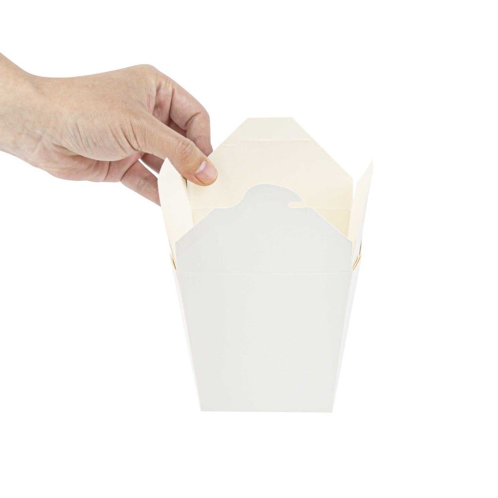 Bio Tek 26 oz Square White Paper Noodle Take Out Container - 4" x 3 1/2" x 4" - 50 count box