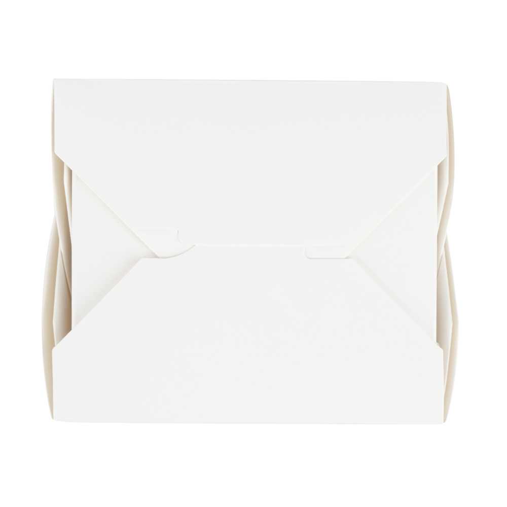 Bio Tek 26 oz Square White Paper Noodle Take Out Container - 4" x 3 1/2" x 4" - 50 count box