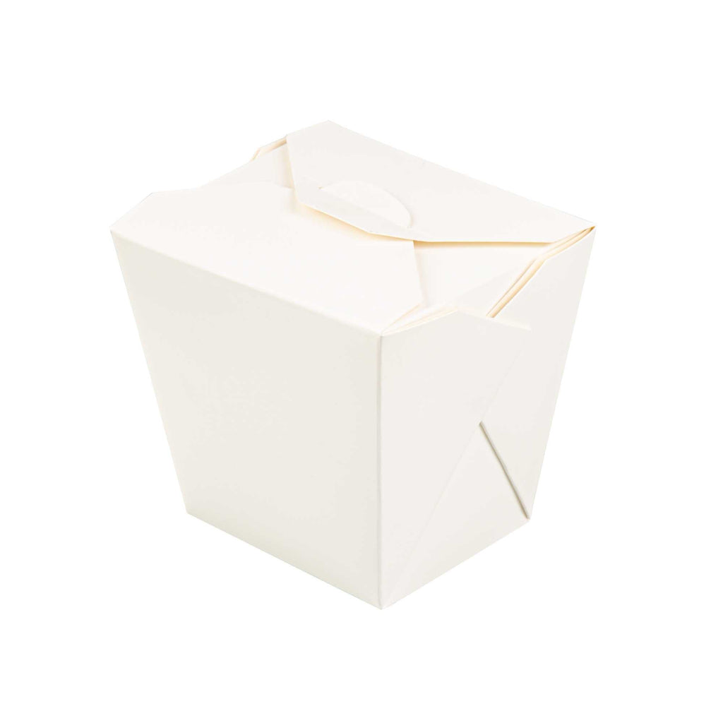 Bio Tek 26 oz Square White Paper Noodle Take Out Container - 4" x 3 1/2" x 4" - 200 count box