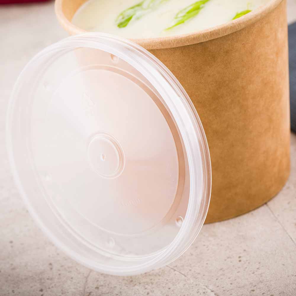 Bio Tek Round Clear Plastic Soup Container Lid - Fits 26 and 32 oz - 200 count box