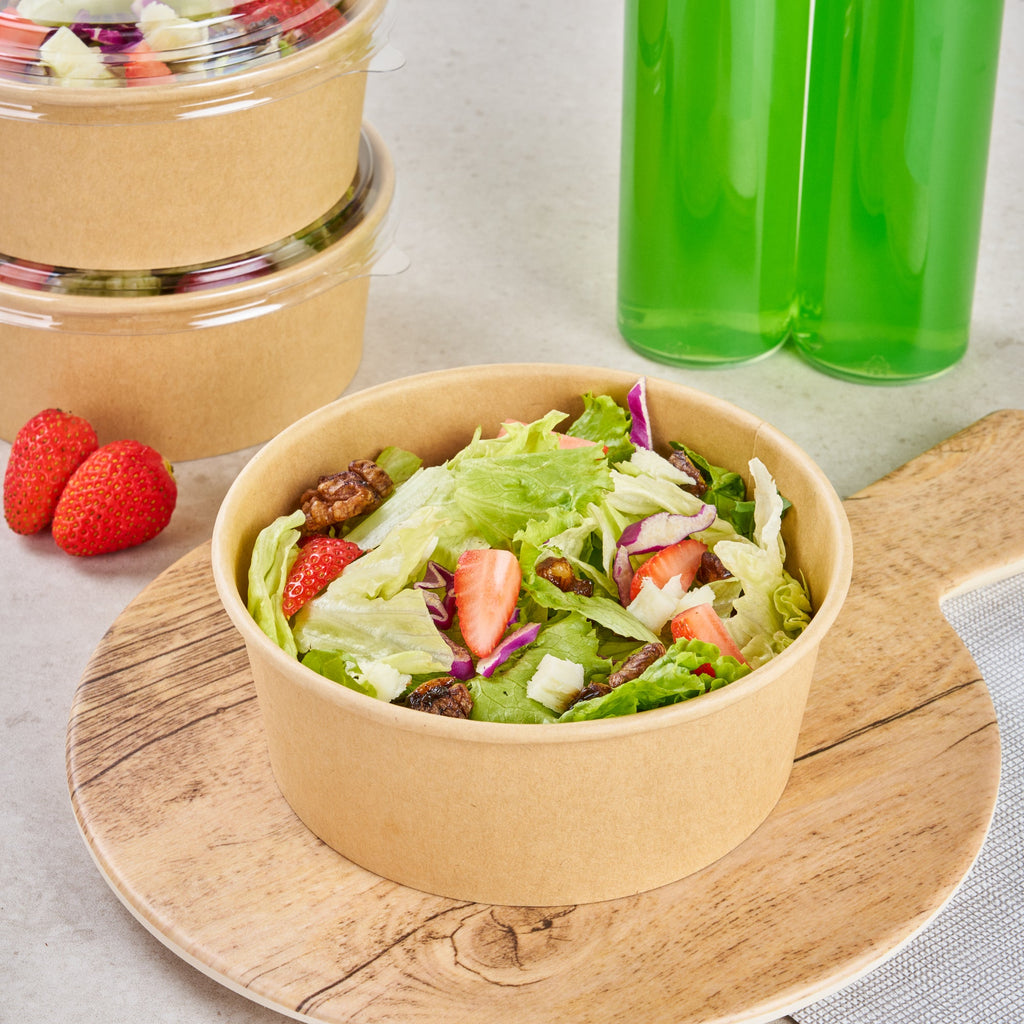Bio Tek 25 oz Round Kraft Paper Take Out Container - 6" x 6" x 2 1/2" - 200 count box