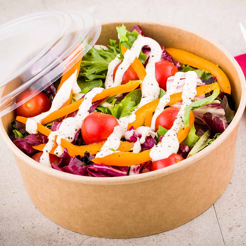 Bio Tek 44 oz Round Kraft Paper Take Out Container - 7 1/4" x 7 1/4" x 2 1/2" - 50 count box
