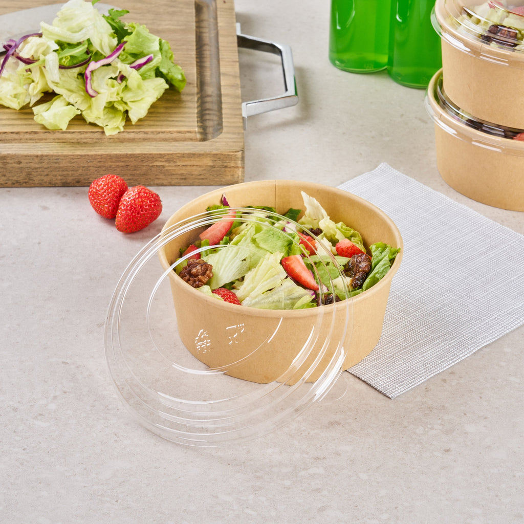 Bio Tek Take Out Container Round Clear Plastic Lid - Fits 25 oz - 200 count box