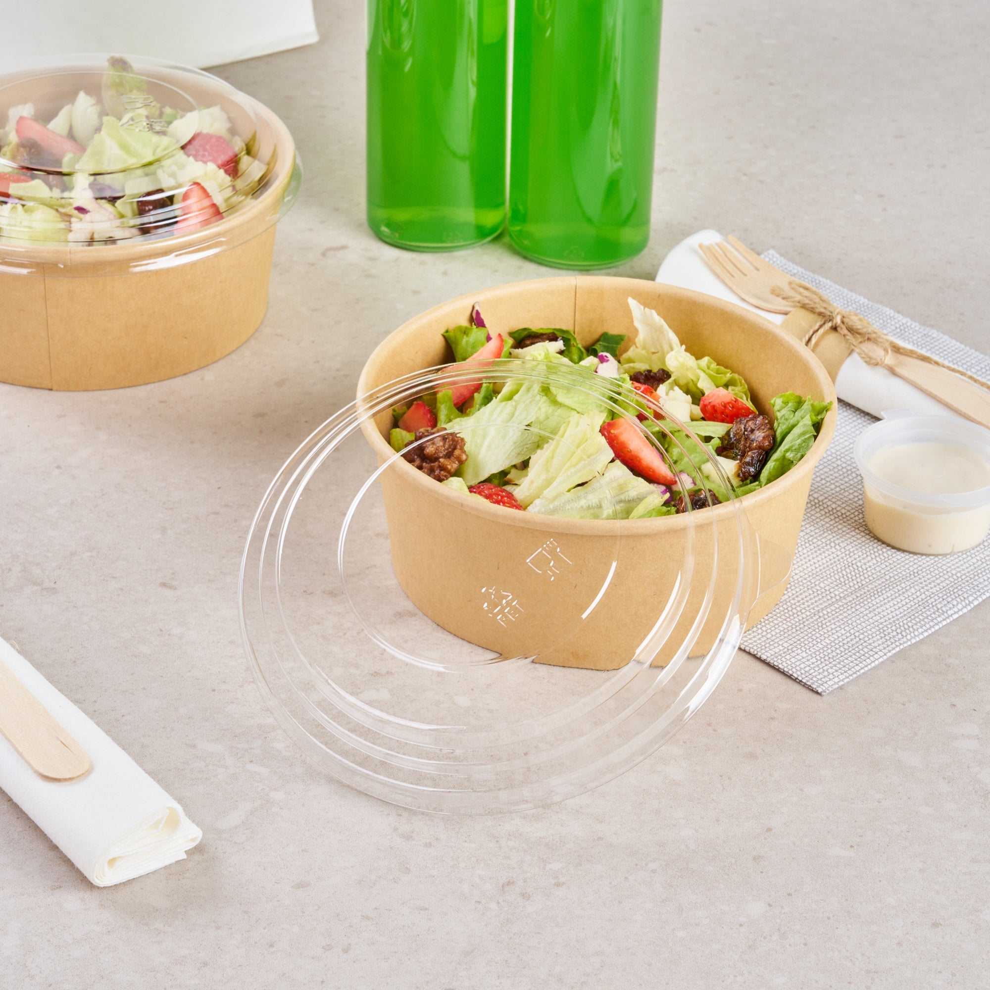 Bio Tek Take Out Container Round Clear Plastic Lid - Fits 25 oz - 200 count box