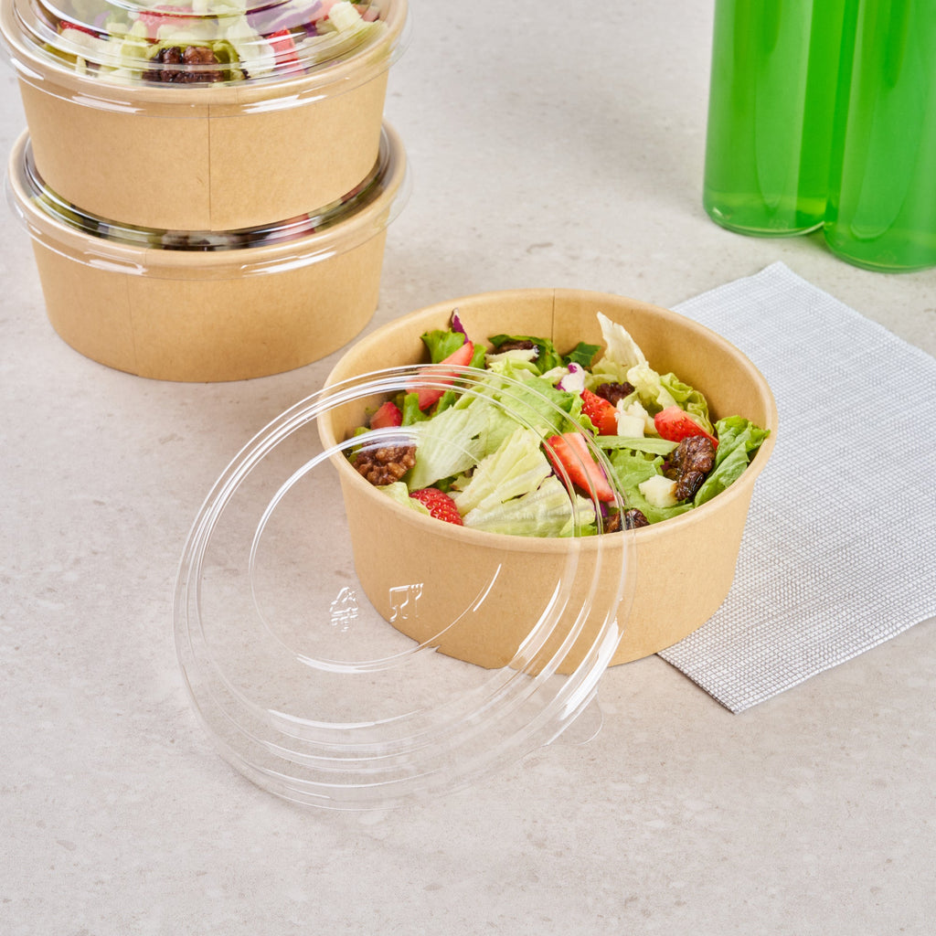 Bio Tek Take Out Container Round Clear Plastic Lid - Fits 25 oz - 200 count box