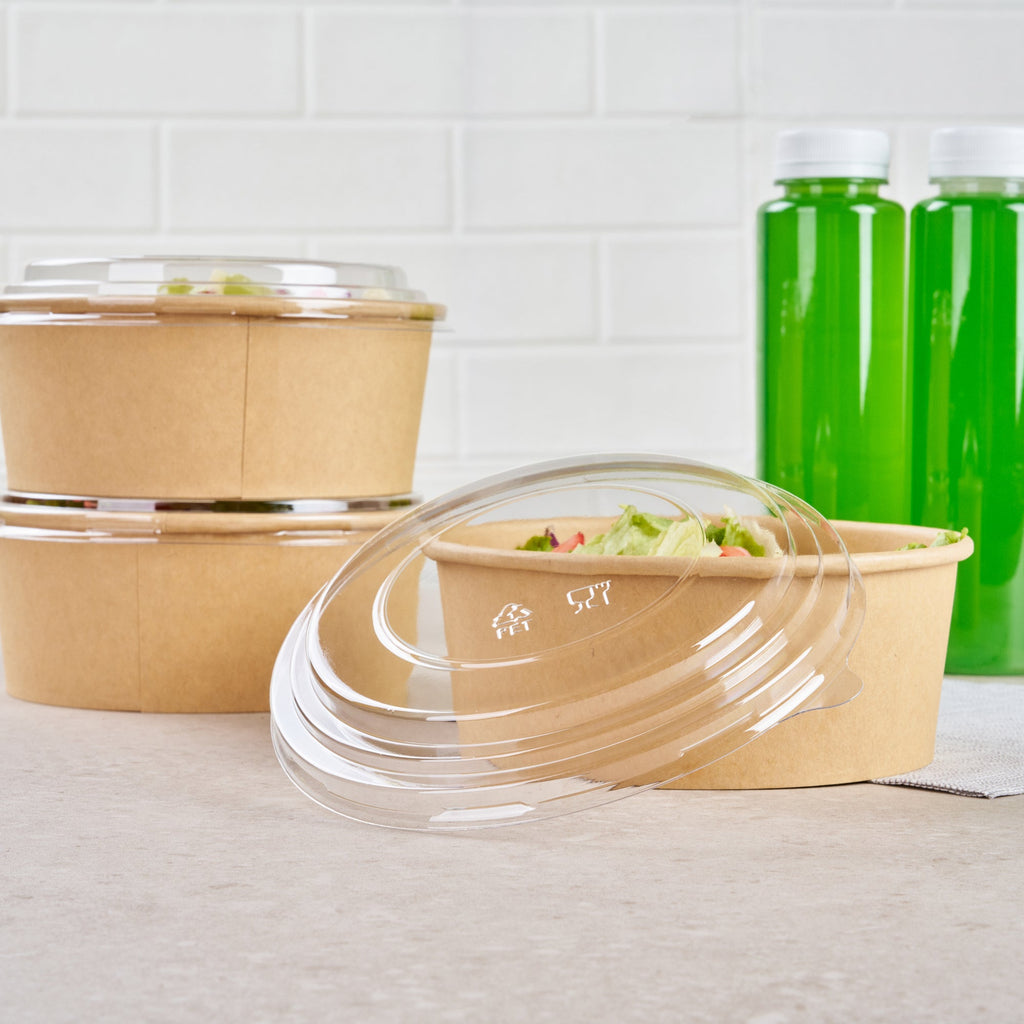 Bio Tek Take Out Container Round Clear Plastic Lid - Fits 25 oz - 200 count box