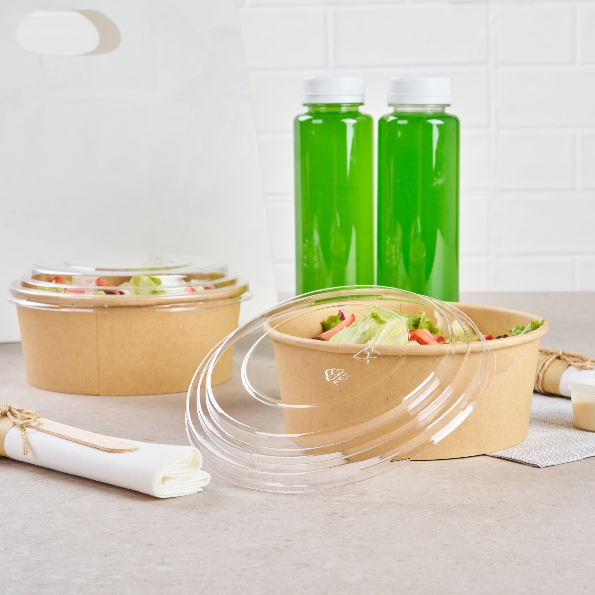 Bio Tek Take Out Container Round Clear Plastic Lid - Fits 25 oz - 200 count box
