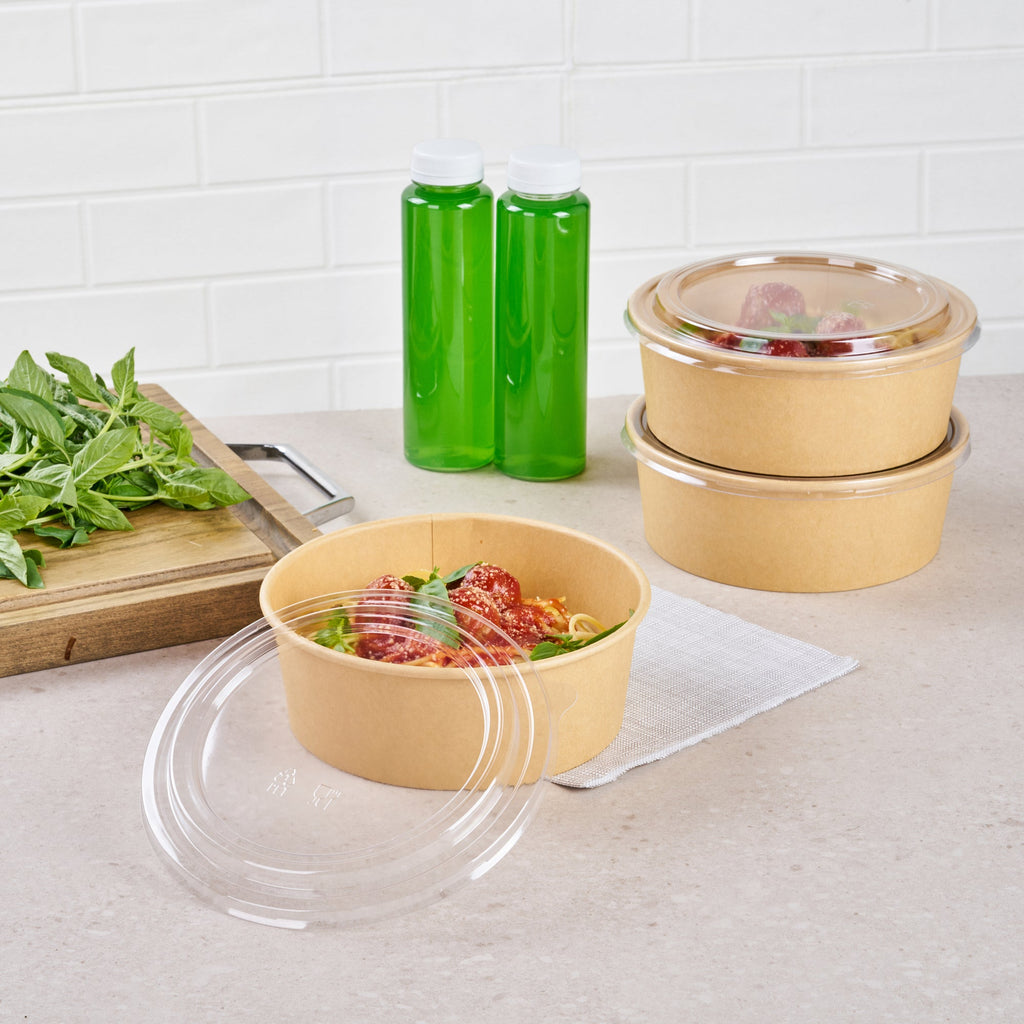 Bio Tek Round Clear Plastic Take Out Container Lid - Fits 44 oz - 200 count box