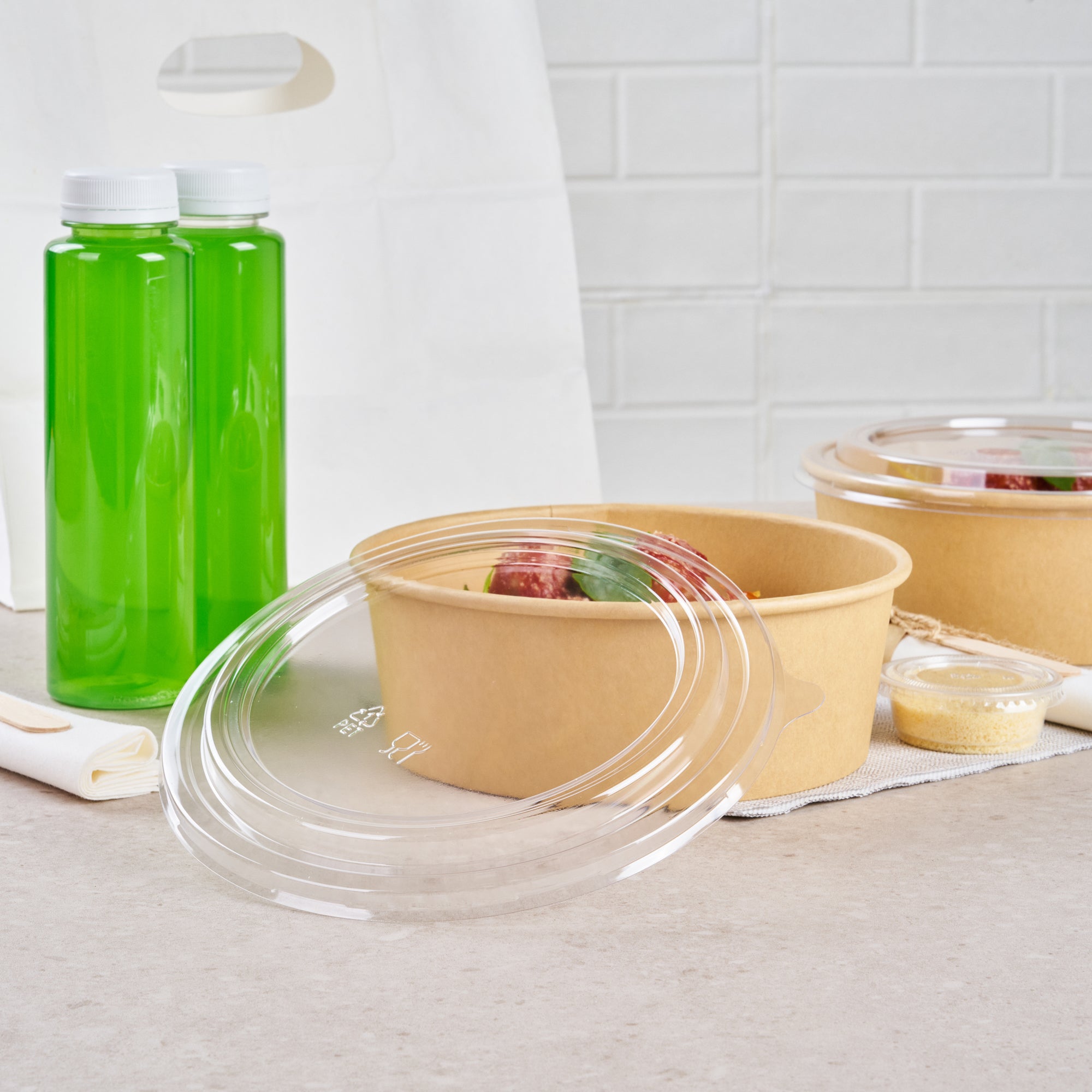 Bio Tek Round Clear Plastic Take Out Container Lid - Fits 44 oz - 200 count box