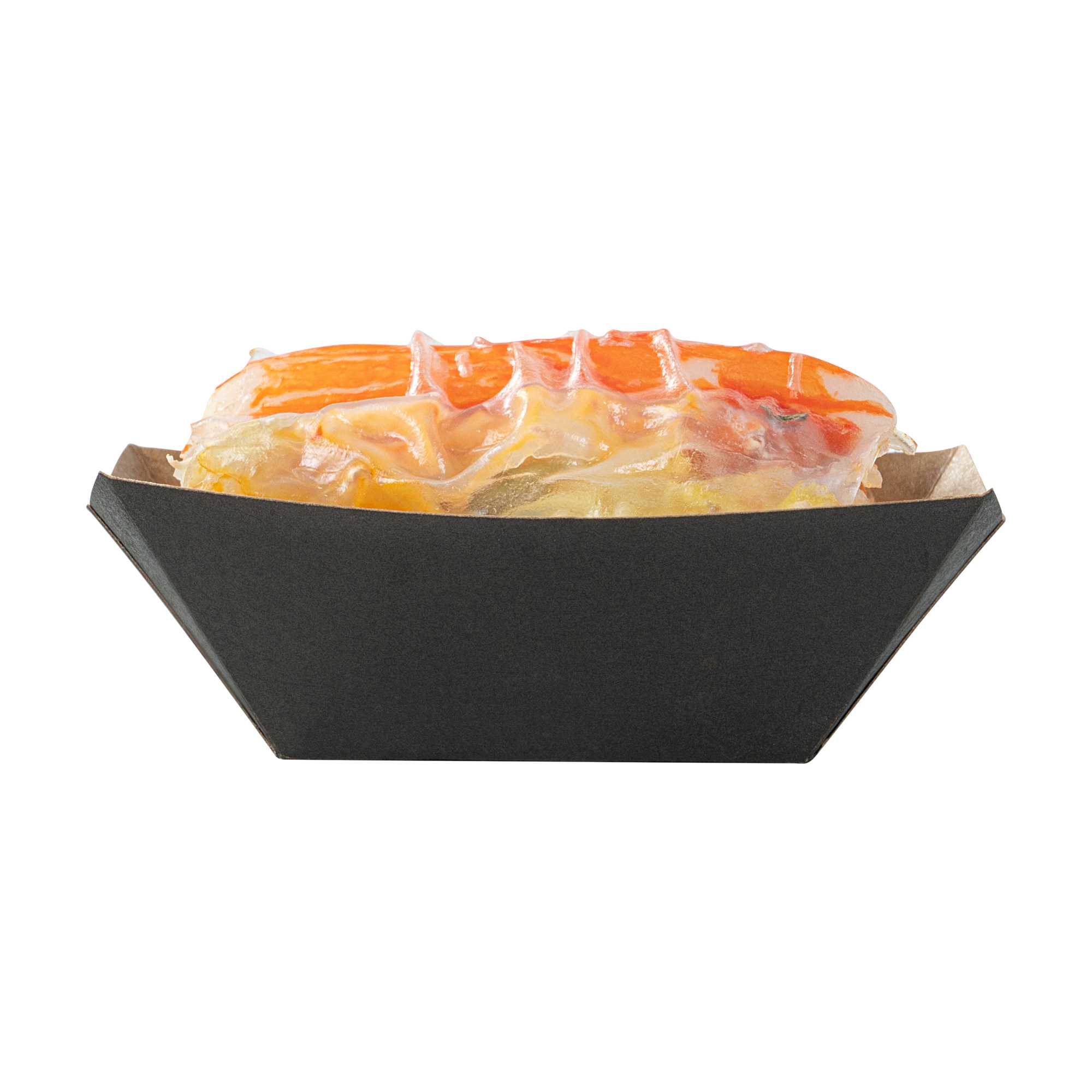 Bio Tek 2 oz Black Paper Food Tray / Boat - 3 1/4" x 2 1/4" x 1 1/4" - 50 count box