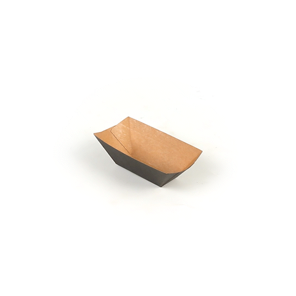 Bio Tek 2 oz Black Paper Food Tray / Boat - 3 1/4" x 2 1/4" x 1 1/4" - 50 count box