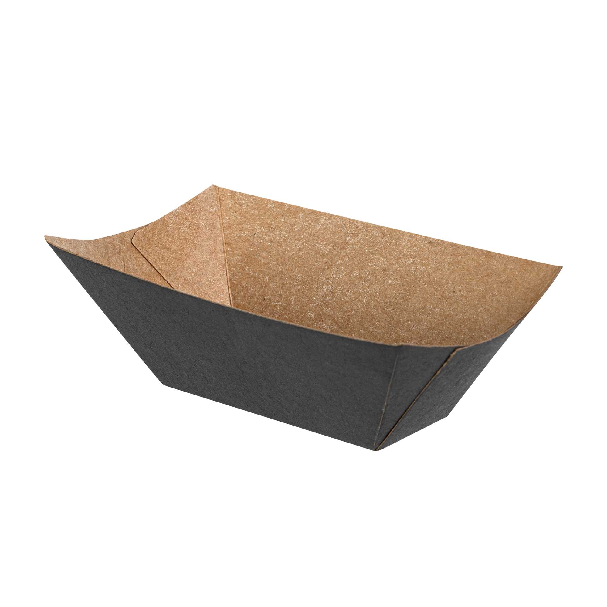Bio Tek 2 oz Black Paper Food Tray / Boat - 3 1/4" x 2 1/4" x 1 1/4" - 400 count box
