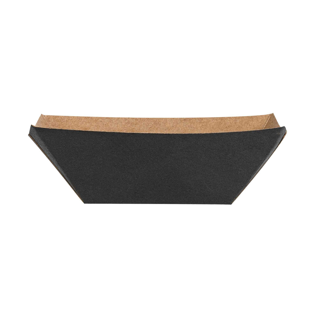 Bio Tek 2 oz Black Paper Food Tray / Boat - 3 1/4" x 2 1/4" x 1 1/4" - 400 count box