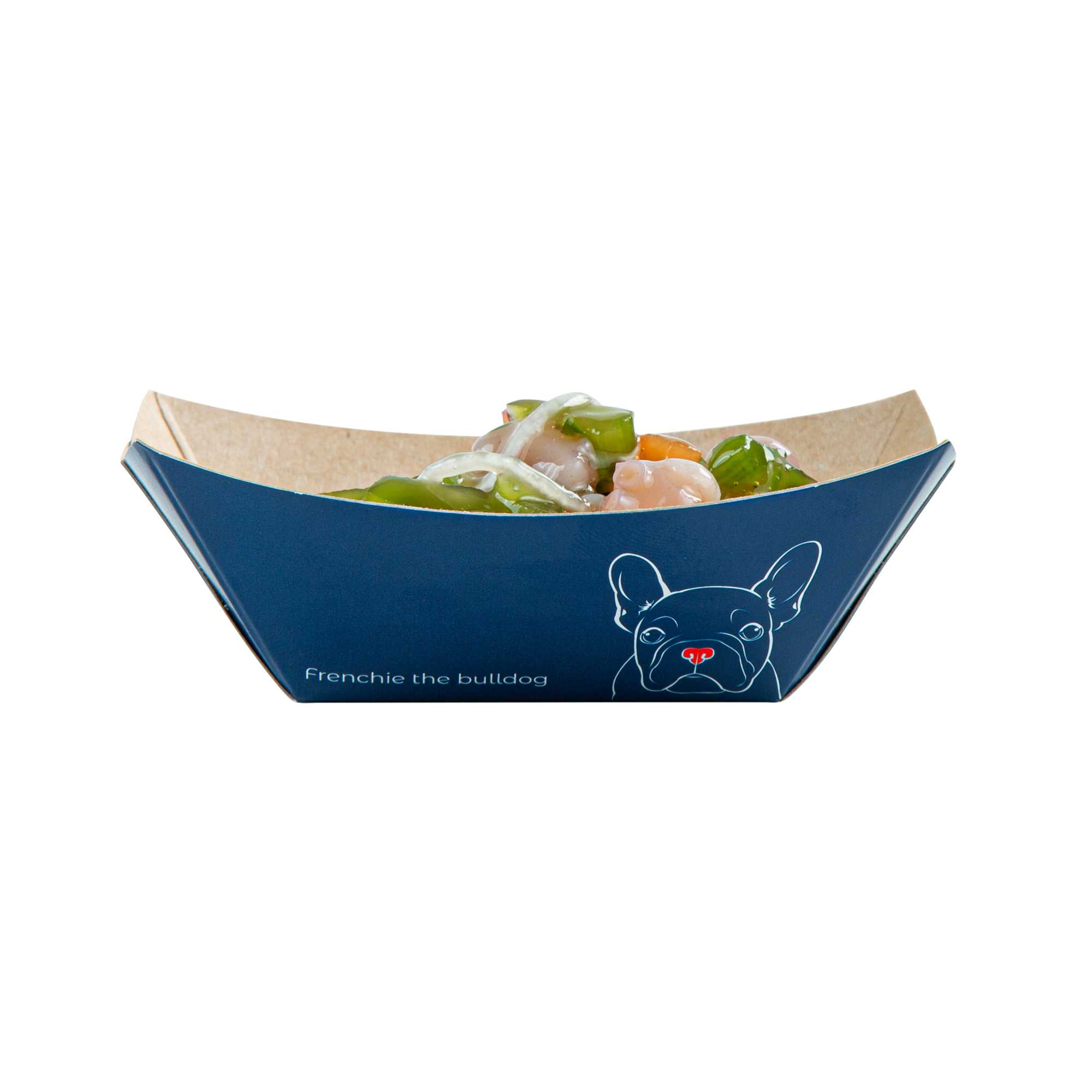 Bio Tek 2 oz Frenchie Paper Food Tray / Boat - 3 1/4" x 2 1/4" x 1 1/4" - 400 count box