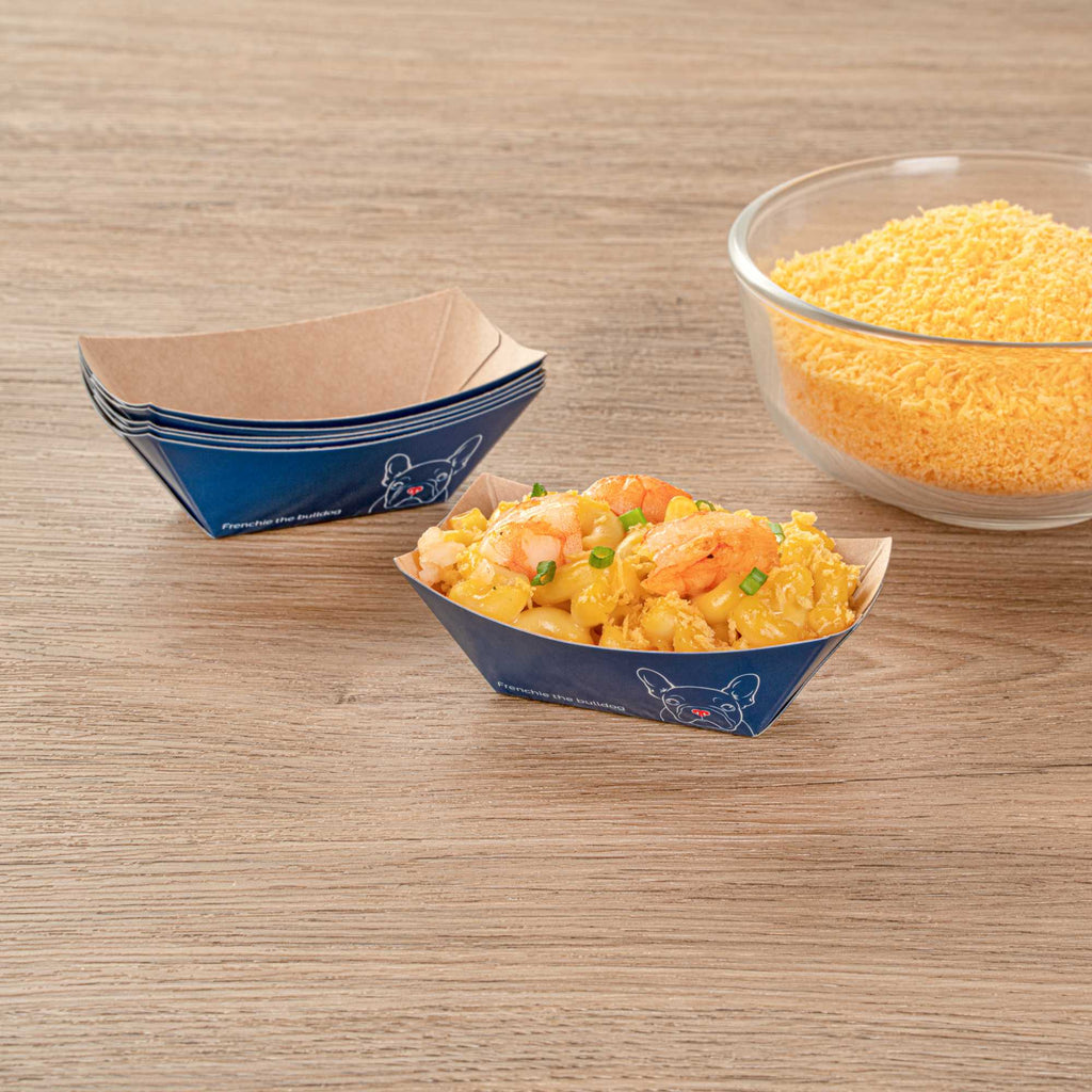 Bio Tek 2 oz Frenchie Paper Food Tray / Boat - 3 1/4" x 2 1/4" x 1 1/4" - 400 count box