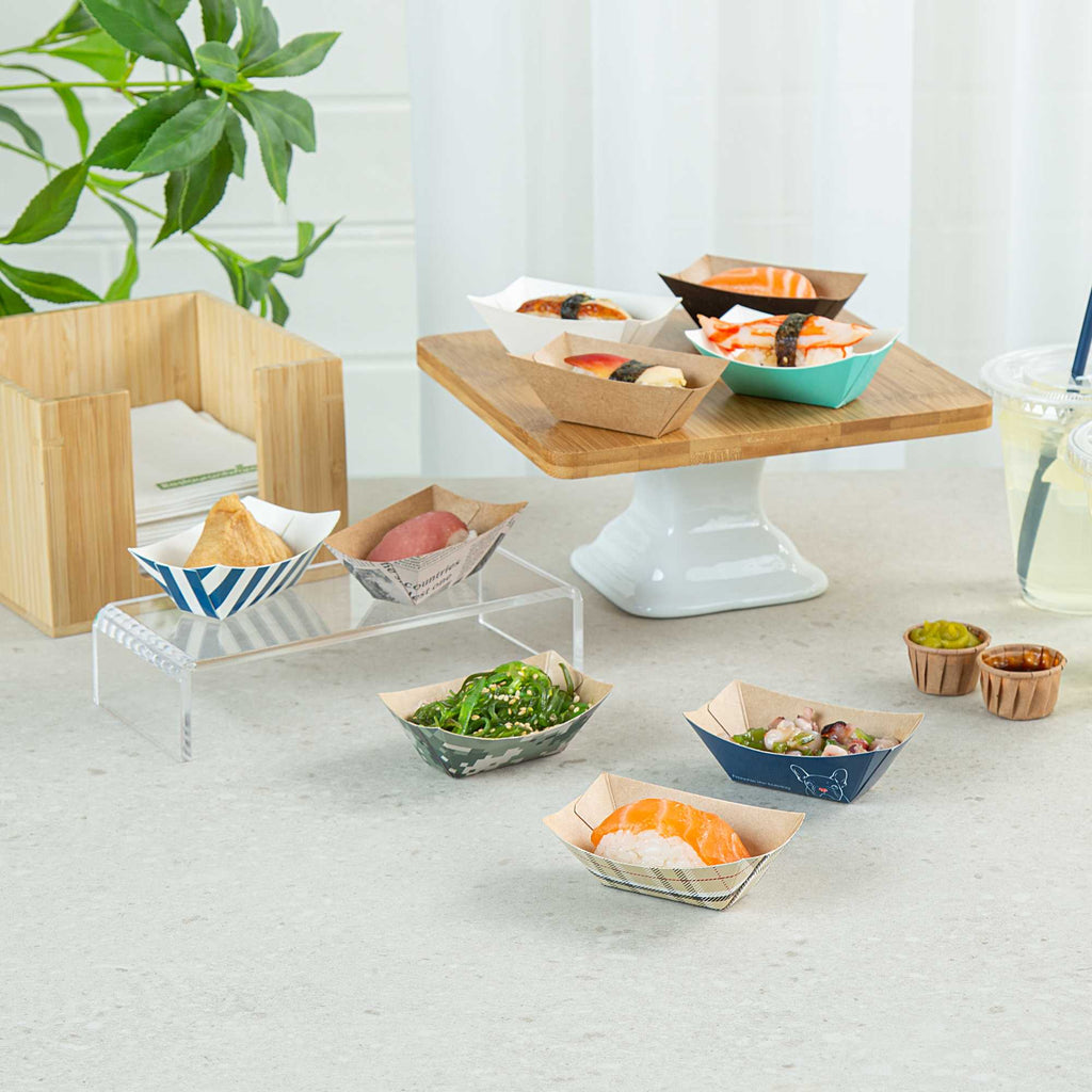 Bio Tek 2 oz Frenchie Paper Food Tray / Boat - 3 1/4" x 2 1/4" x 1 1/4" - 400 count box