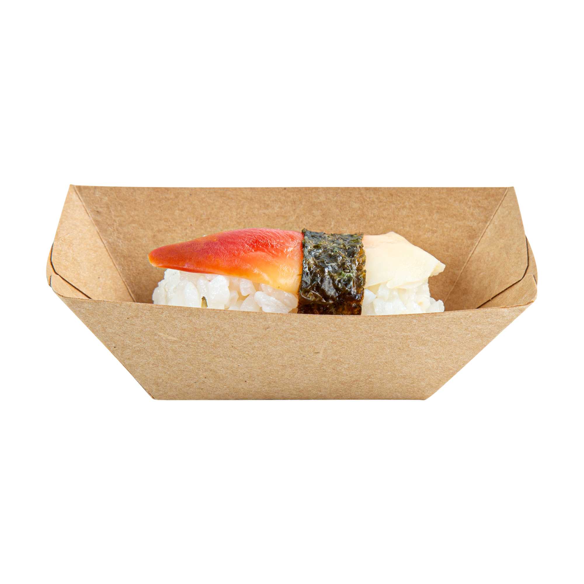 Bio Tek 2 oz Kraft Paper Food Tray / Boat - 3 1/4" x 2 1/4" x 1 1/4" - 50 count box