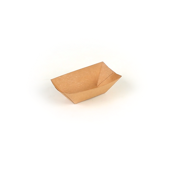 Bio Tek 2 oz Kraft Paper Food Tray / Boat - 3 1/4" x 2 1/4" x 1 1/4" - 50 count box