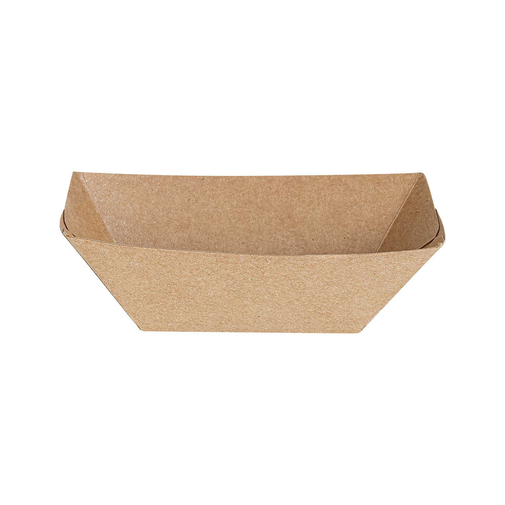 Bio Tek 2 oz Kraft Paper Food Tray / Boat - 3 1/4" x 2 1/4" x 1 1/4" - 50 count box