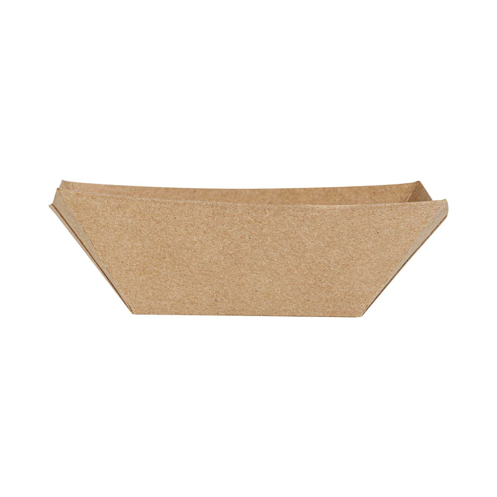 Bio Tek 2 oz Kraft Paper Food Tray / Boat - 3 1/4" x 2 1/4" x 1 1/4" - 50 count box