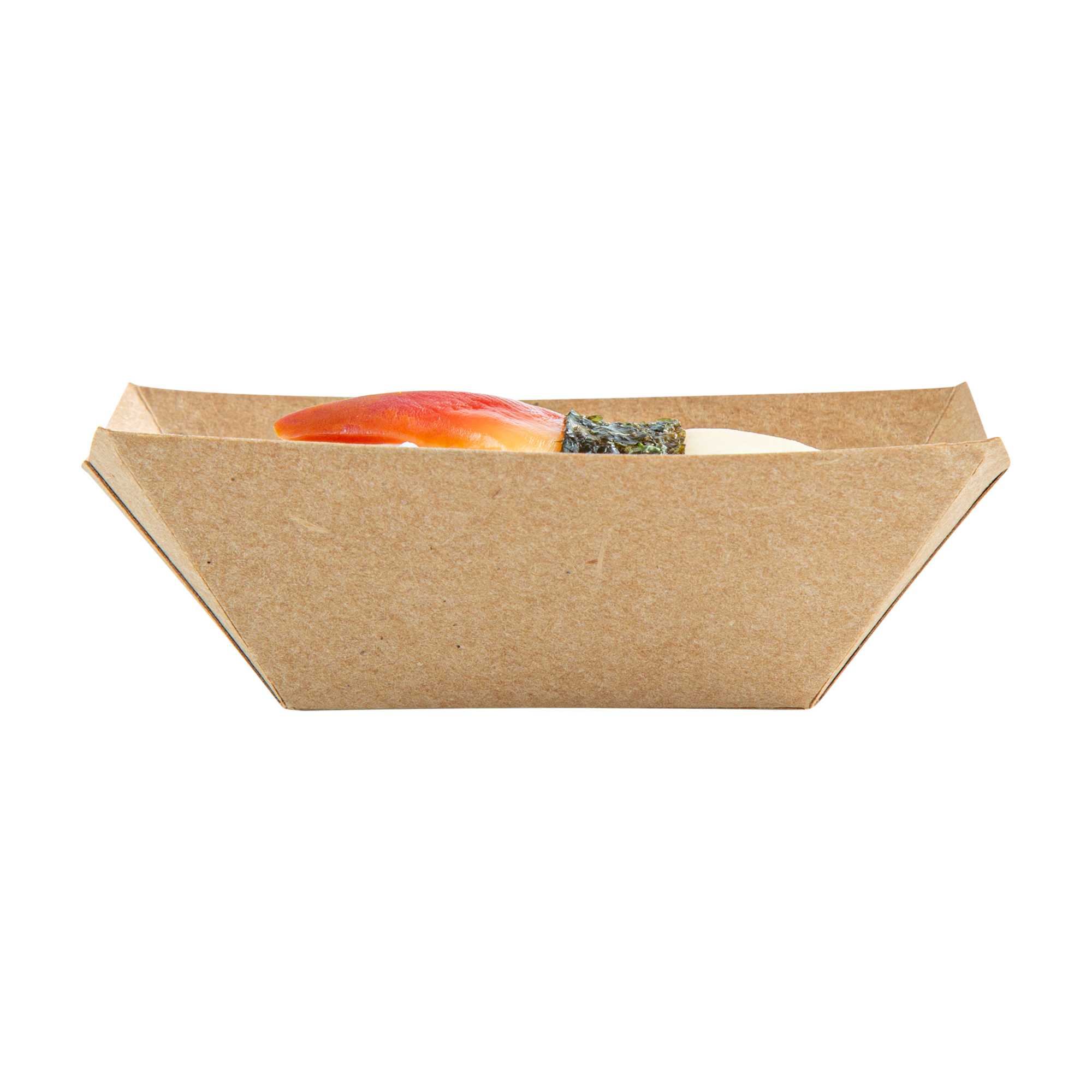 Bio Tek 2 oz Kraft Paper Food Tray / Boat - 3 1/4" x 2 1/4" x 1 1/4" - 400 count box