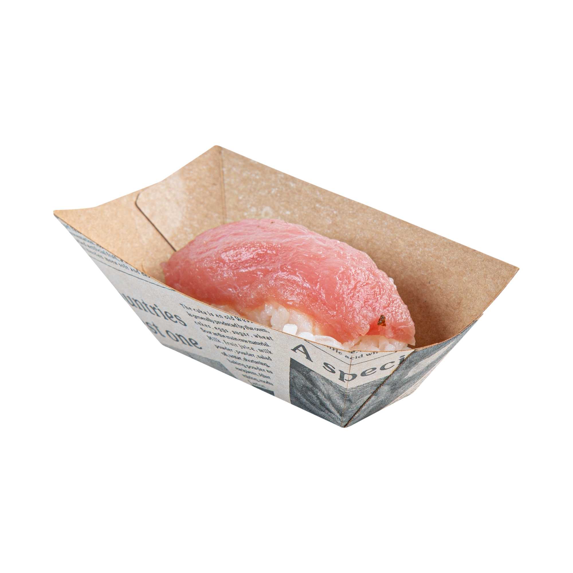 Bio Tek 2 oz Newsprint Paper Food Tray / Boat - 3 1/4" x 2 1/4" x 1 1/4" - 50 count box