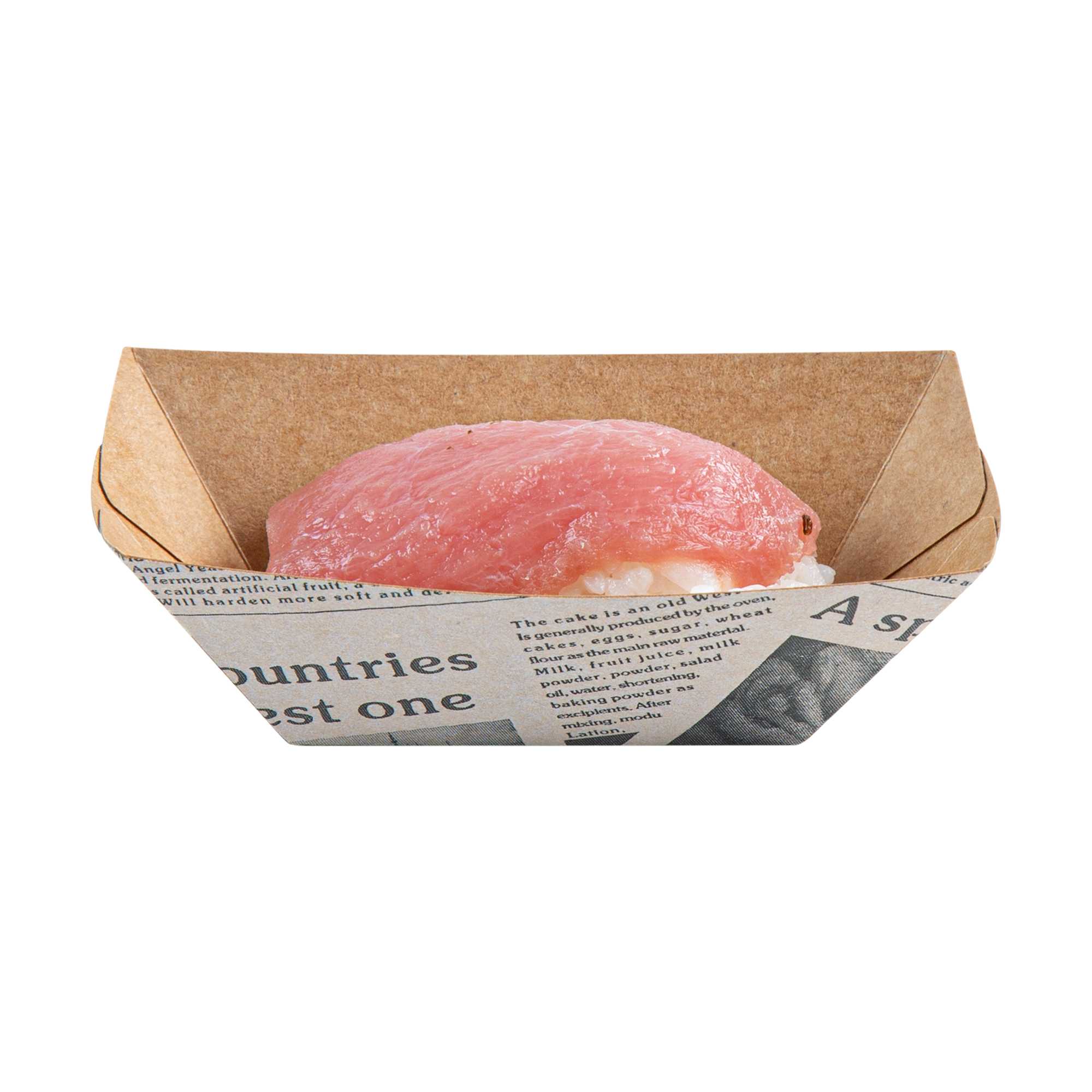 Bio Tek 2 oz Newsprint Paper Food Tray / Boat - 3 1/4" x 2 1/4" x 1 1/4" - 50 count box