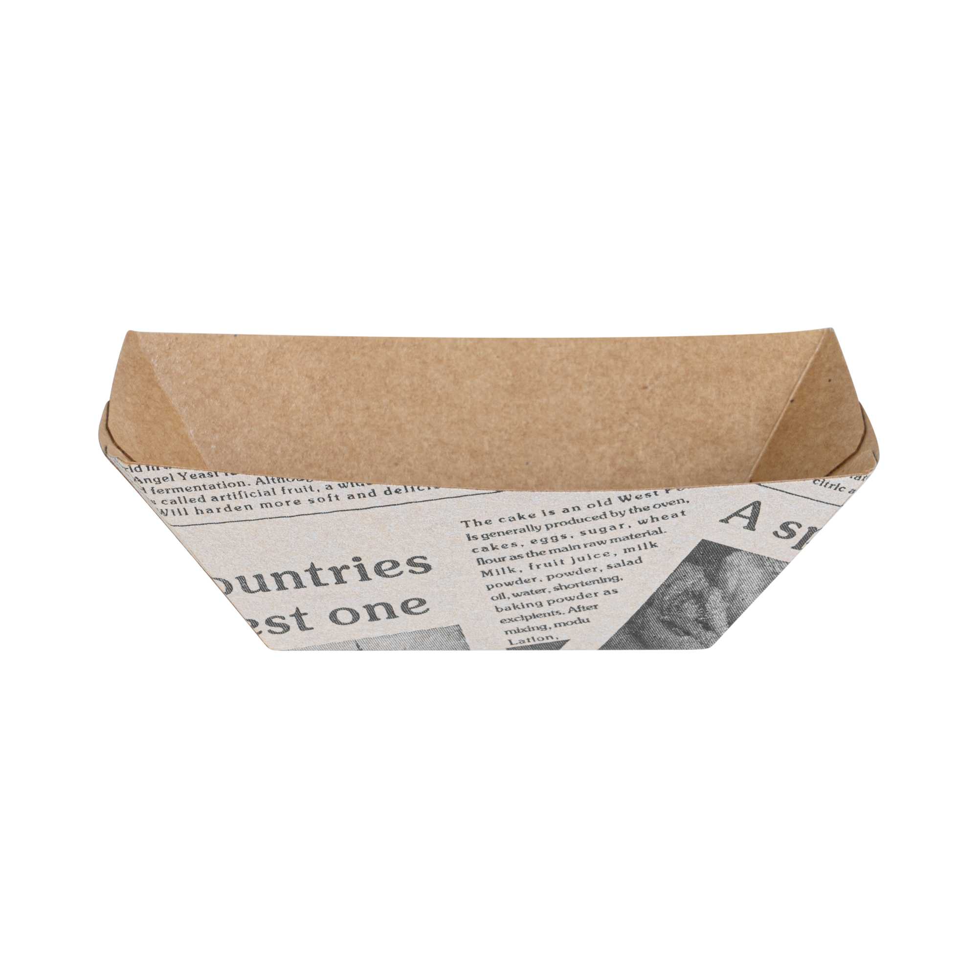 Bio Tek 2 oz Newsprint Paper Food Tray / Boat - 3 1/4" x 2 1/4" x 1 1/4" - 50 count box