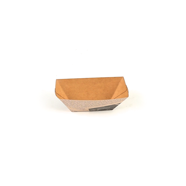 Bio Tek 2 oz Newsprint Paper Food Tray / Boat - 3 1/4" x 2 1/4" x 1 1/4" - 400 count box