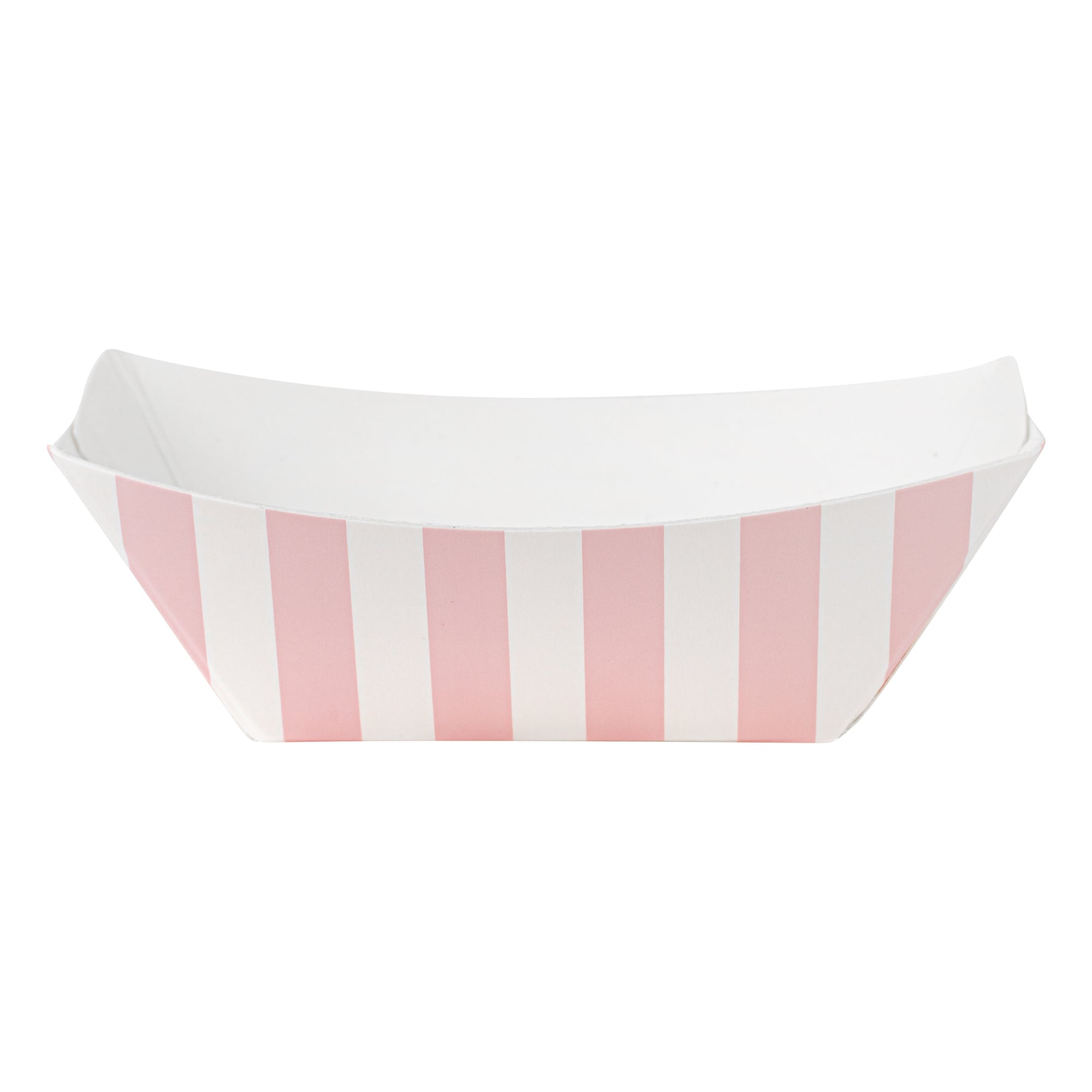 Bio Tek 2 oz Pink and White Stripe Paper Food Tray / Boat - 3 1/4" x 2 1/4" x 1 1/4" - 50 count box