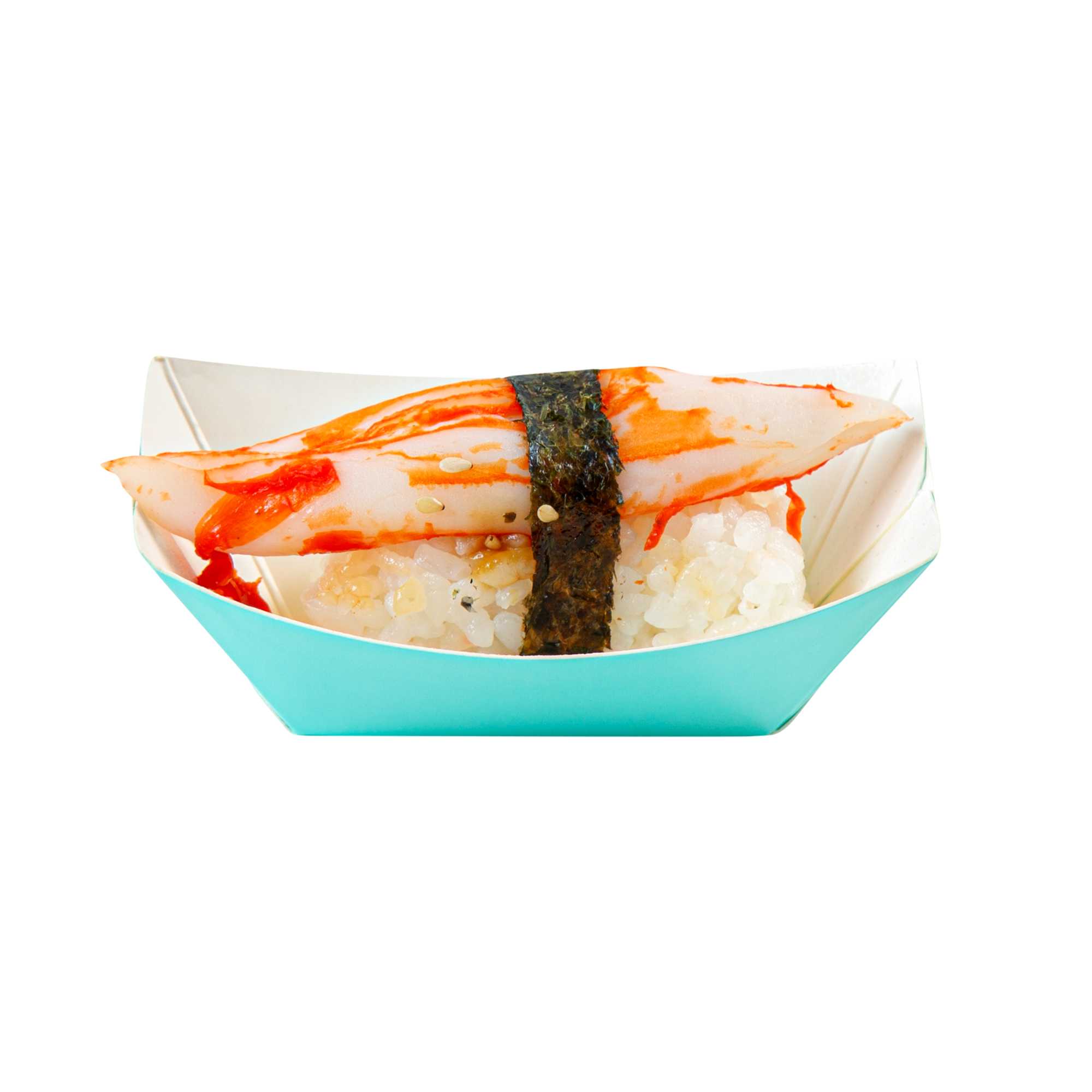 Bio Tek 2 oz Turquoise Paper Food Tray / Boat - 3 1/4" x 2 1/4" x 1 1/4" - 50 count box