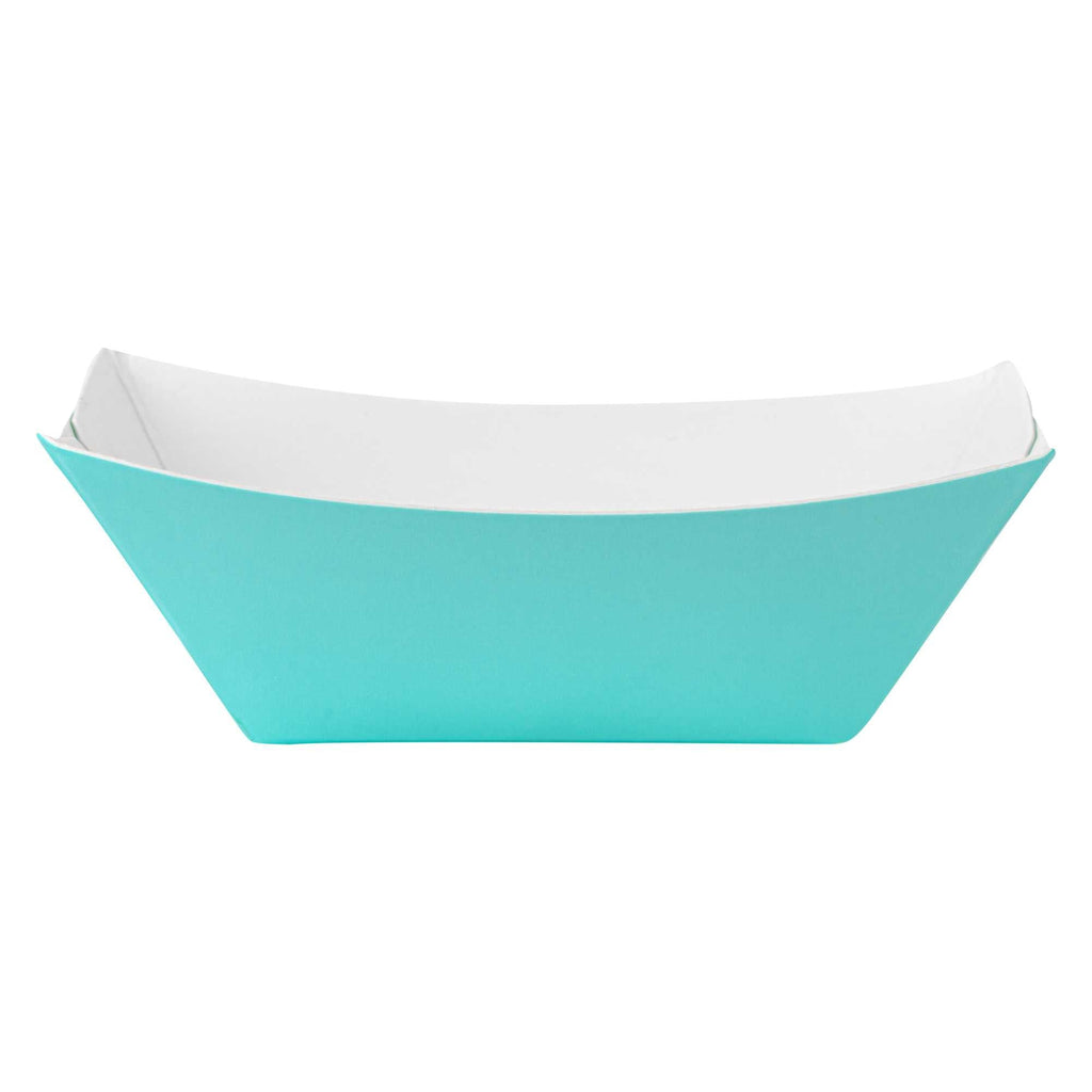 Bio Tek 2 oz Turquoise Paper Food Tray / Boat - 3 1/4" x 2 1/4" x 1 1/4" - 50 count box