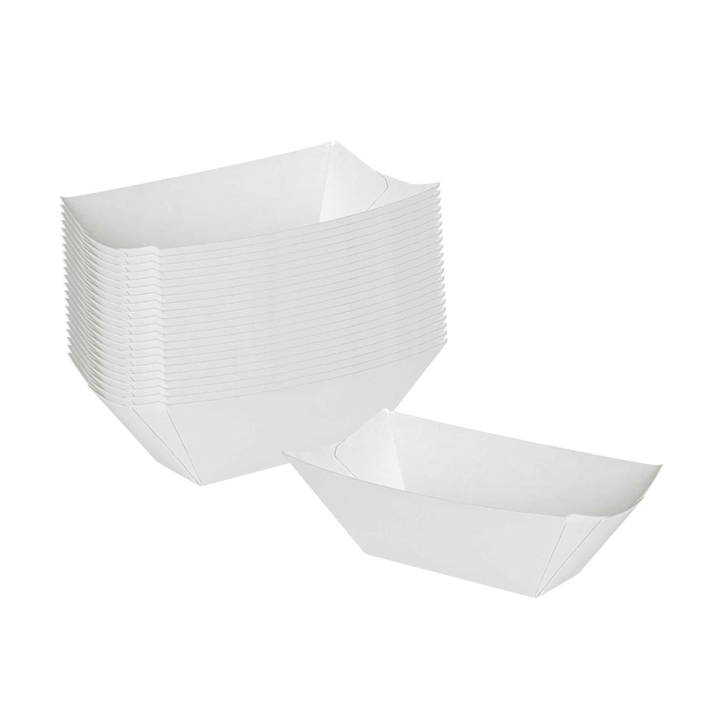 Bio Tek 2 oz White Paper Food Tray / Boat - 3 1/4" x 2 1/4" x 1 1/4" - 400 count box