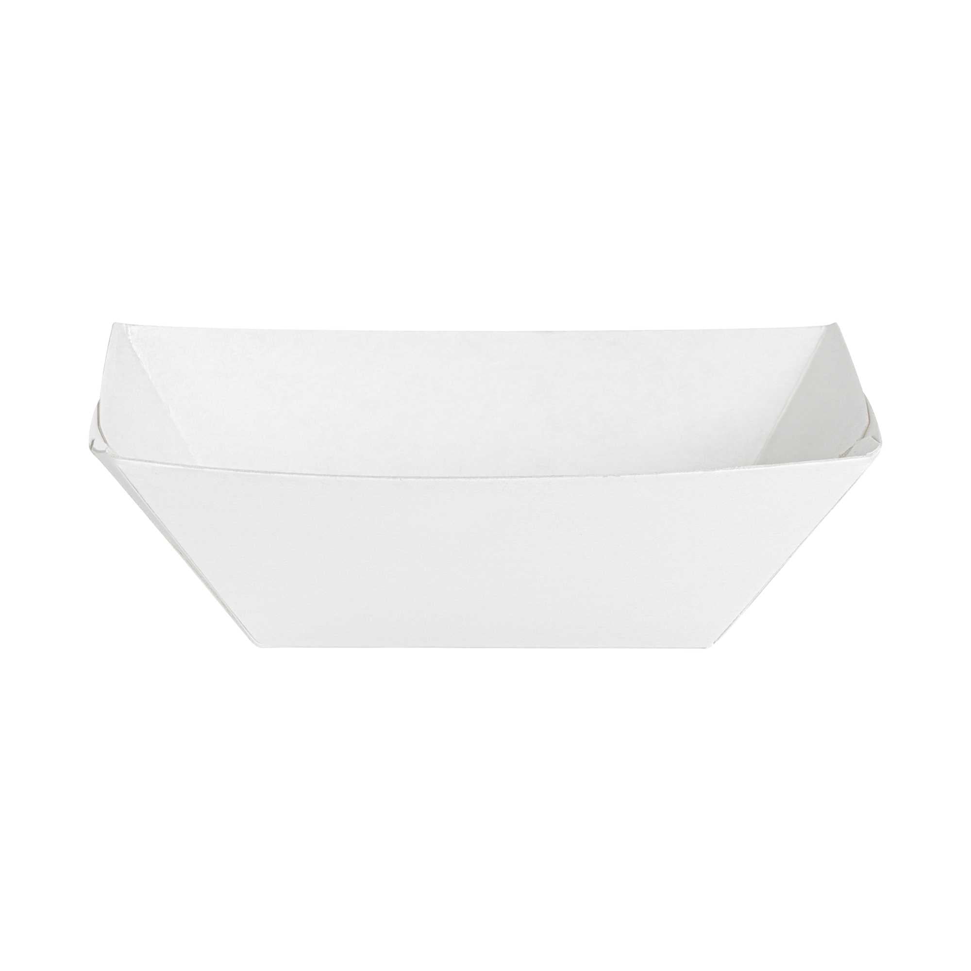 Bio Tek 2 oz White Paper Food Tray / Boat - 3 1/4" x 2 1/4" x 1 1/4" - 50 count box