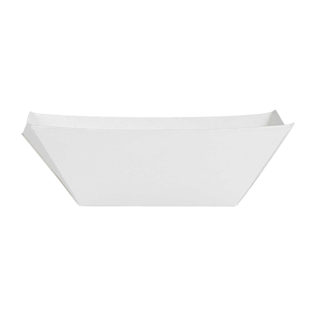 Bio Tek 2 oz White Paper Food Tray / Boat - 3 1/4" x 2 1/4" x 1 1/4" - 400 count box