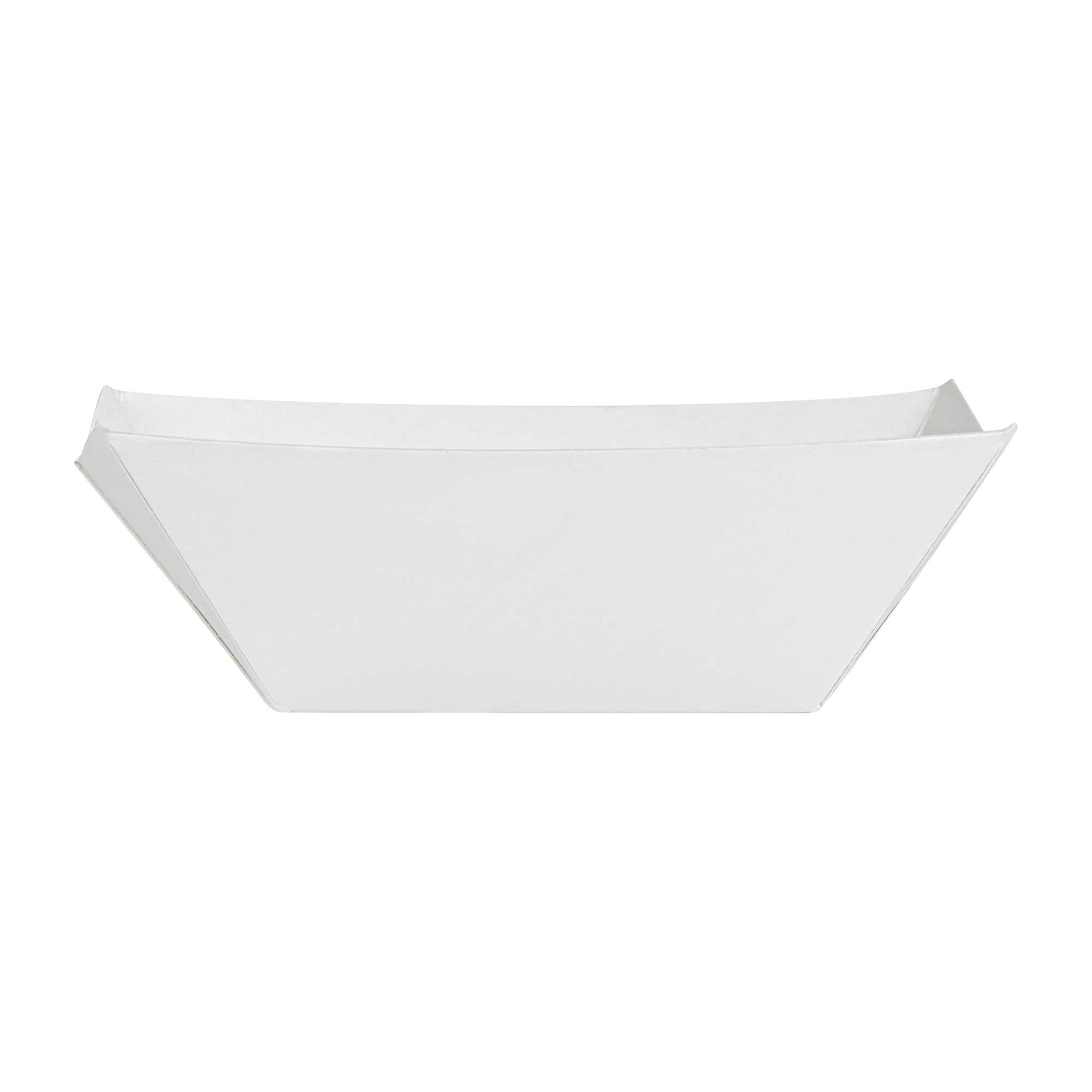 Bio Tek 2 oz White Paper Food Tray / Boat - 3 1/4" x 2 1/4" x 1 1/4" - 400 count box