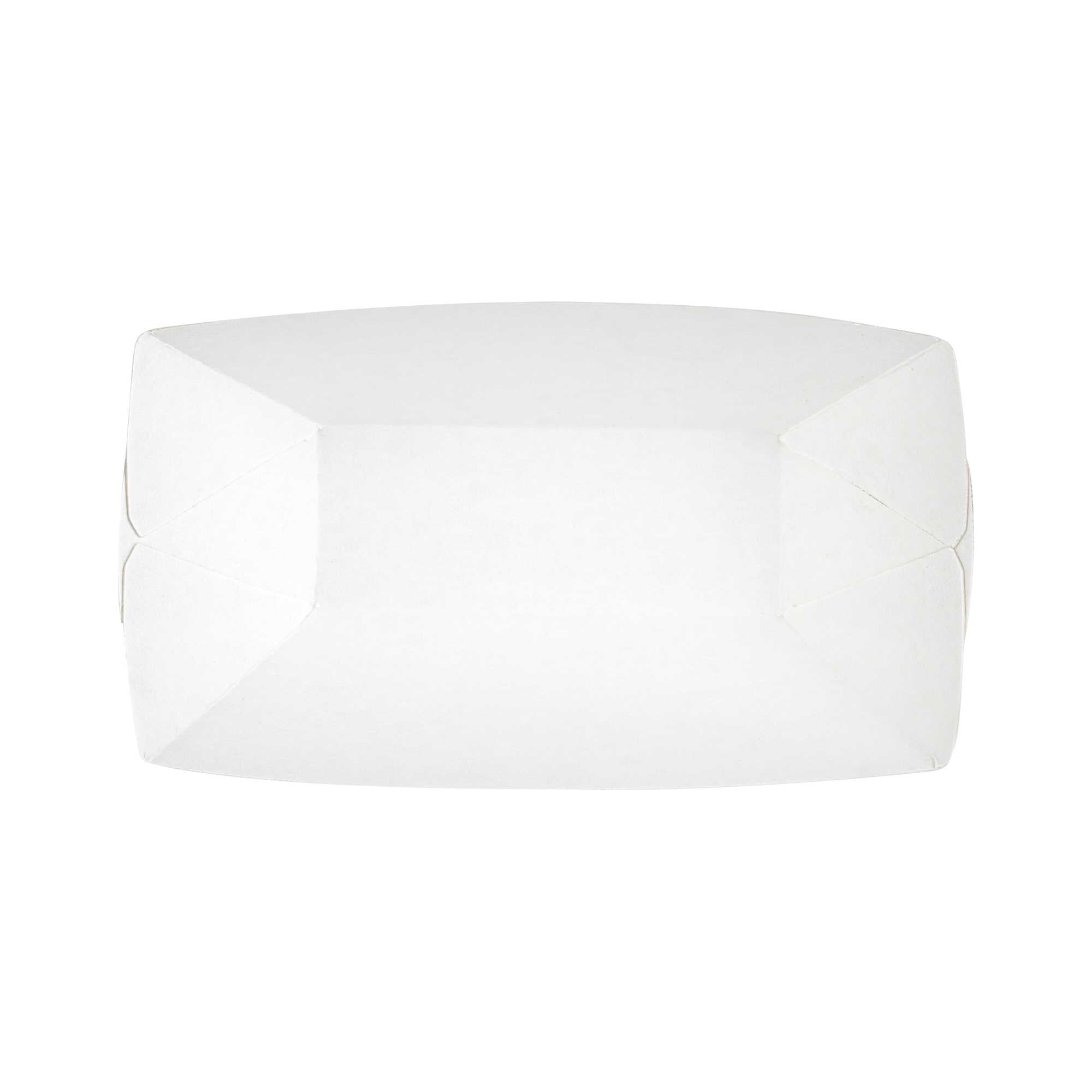 Bio Tek 2 oz White Paper Food Tray / Boat - 3 1/4" x 2 1/4" x 1 1/4" - 400 count box