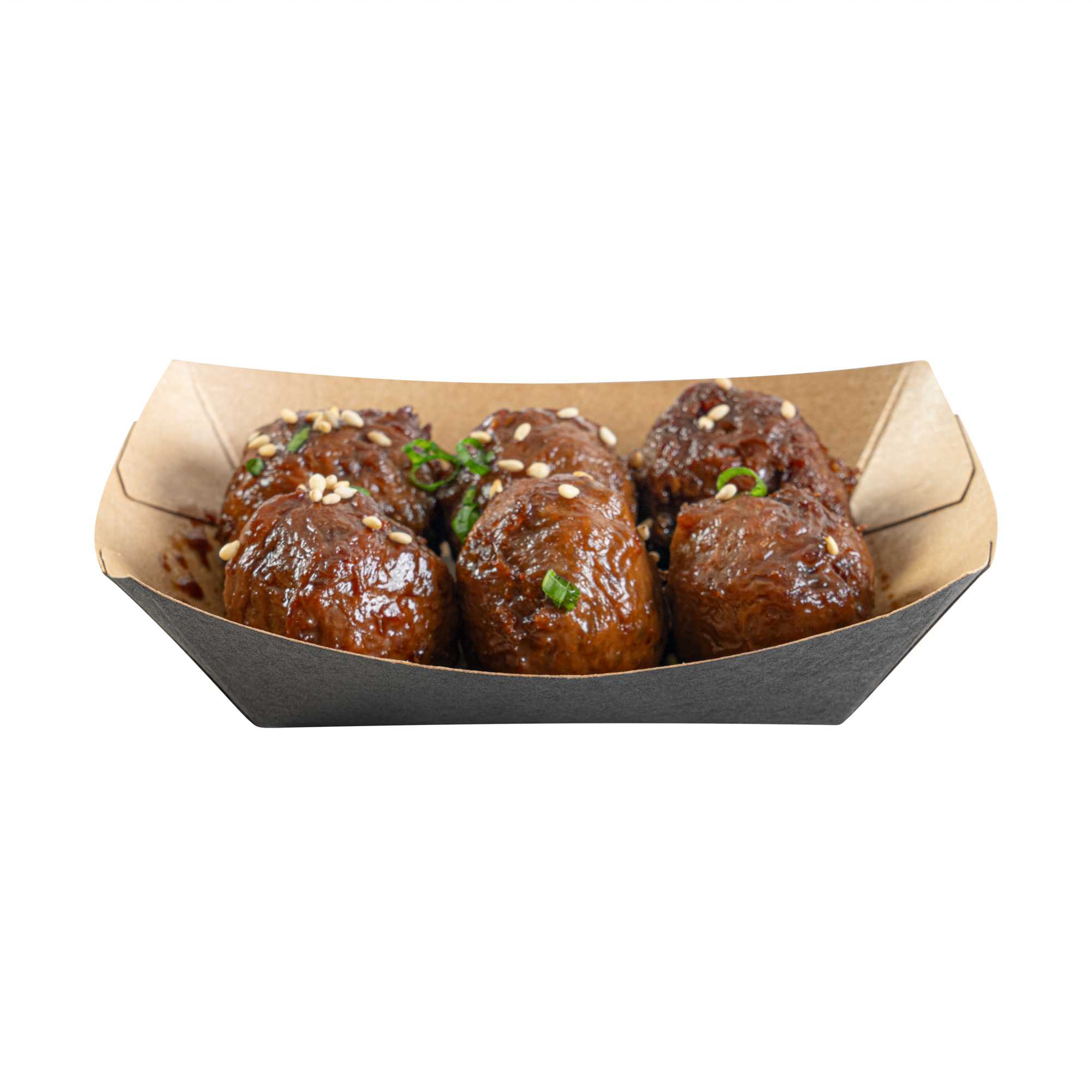 Bio Tek 4 oz Black Paper #25 Food Tray / Boat - 3" x 2" x 1" - 400 count box