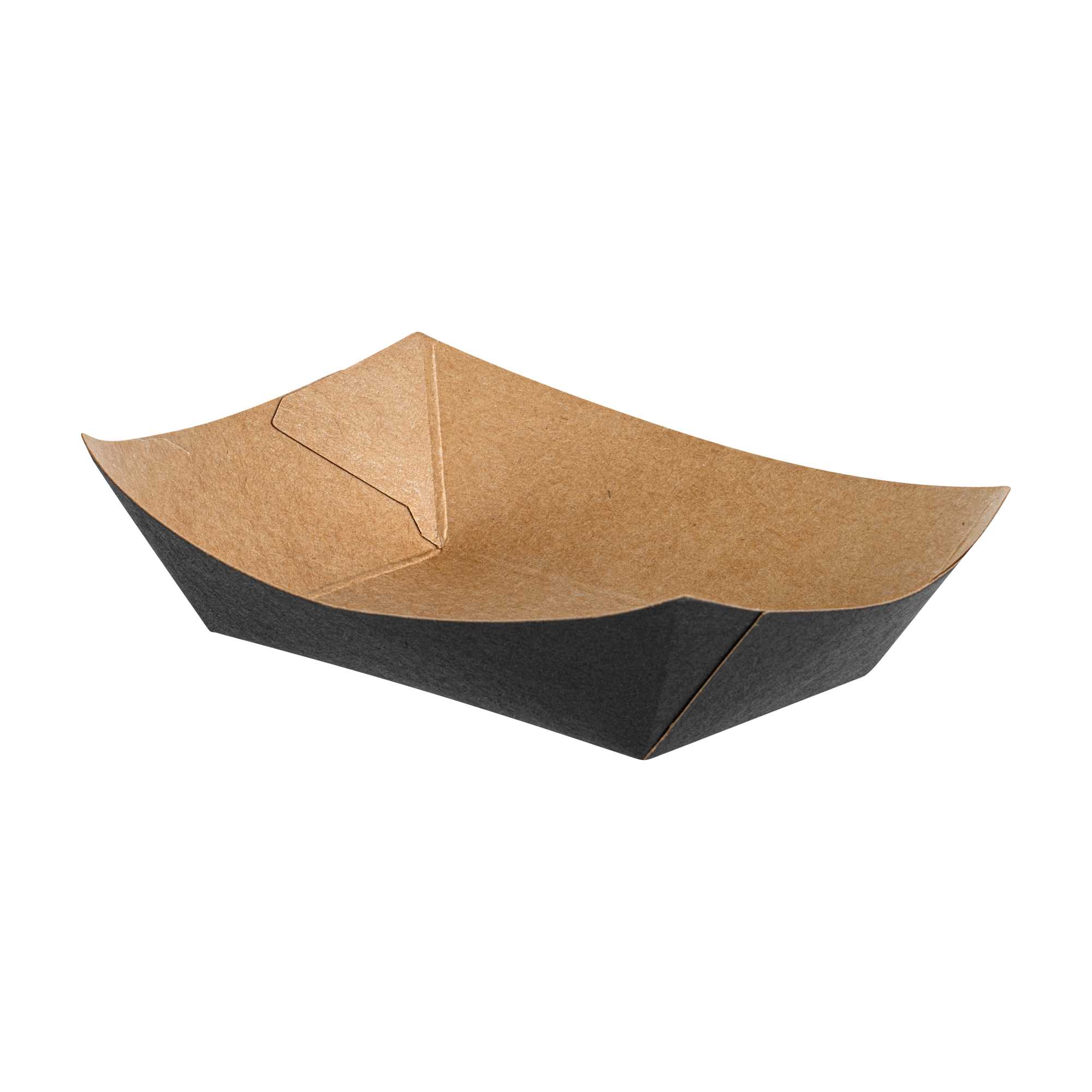 Bio Tek 4 oz Black Paper #25 Food Tray / Boat - 3" x 2" x 1" - 400 count box
