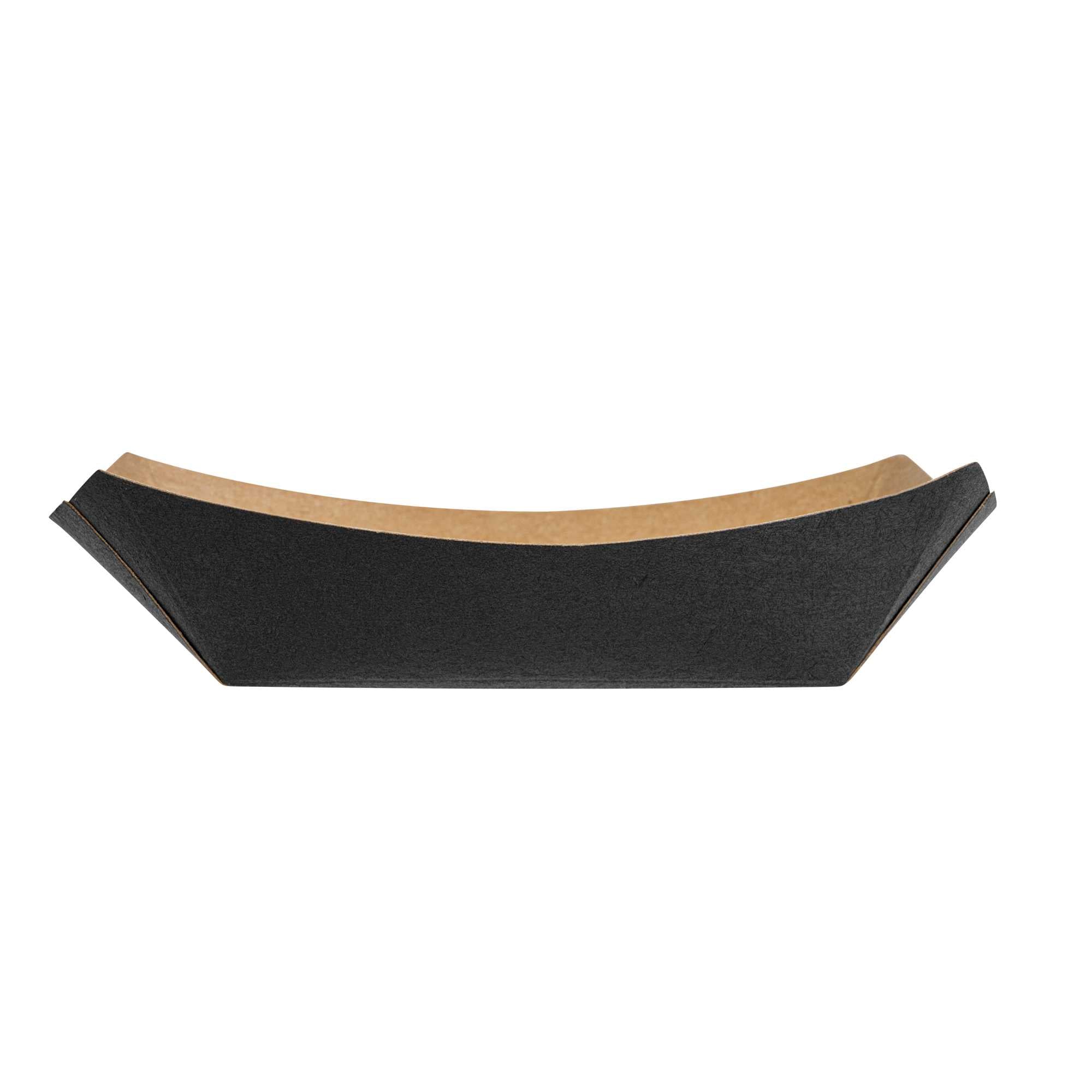 Bio Tek 4 oz Black Paper #25 Food Tray / Boat - 3" x 2" x 1" - 400 count box