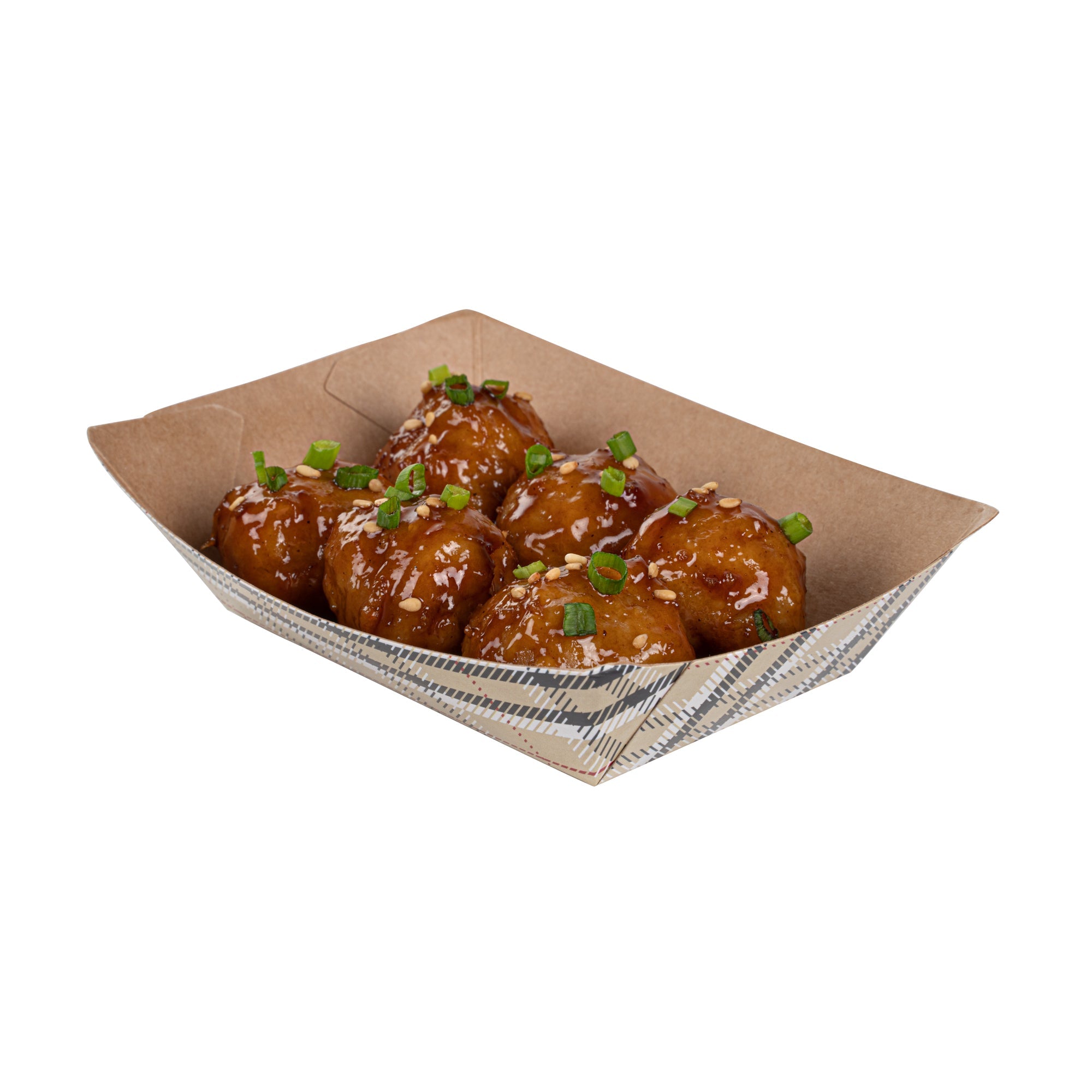 Bio Tek 4 oz Plaid Paper #25 Food Tray / Boat - 3" x 2" x 1" - 50 count box