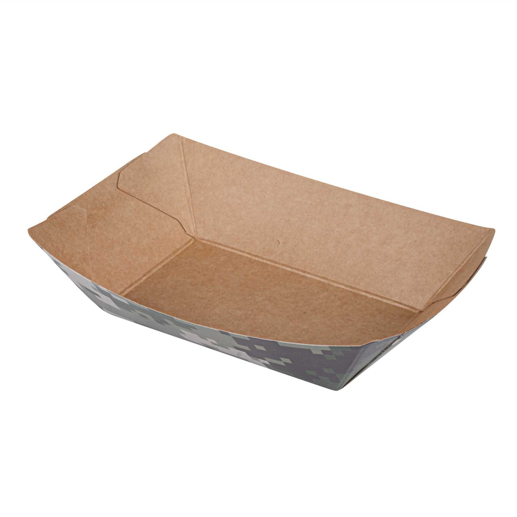 Bio Tek 4 oz Camouflage Paper #25 Food Tray / Boat - 3" x 2" x 1" - 50 count box