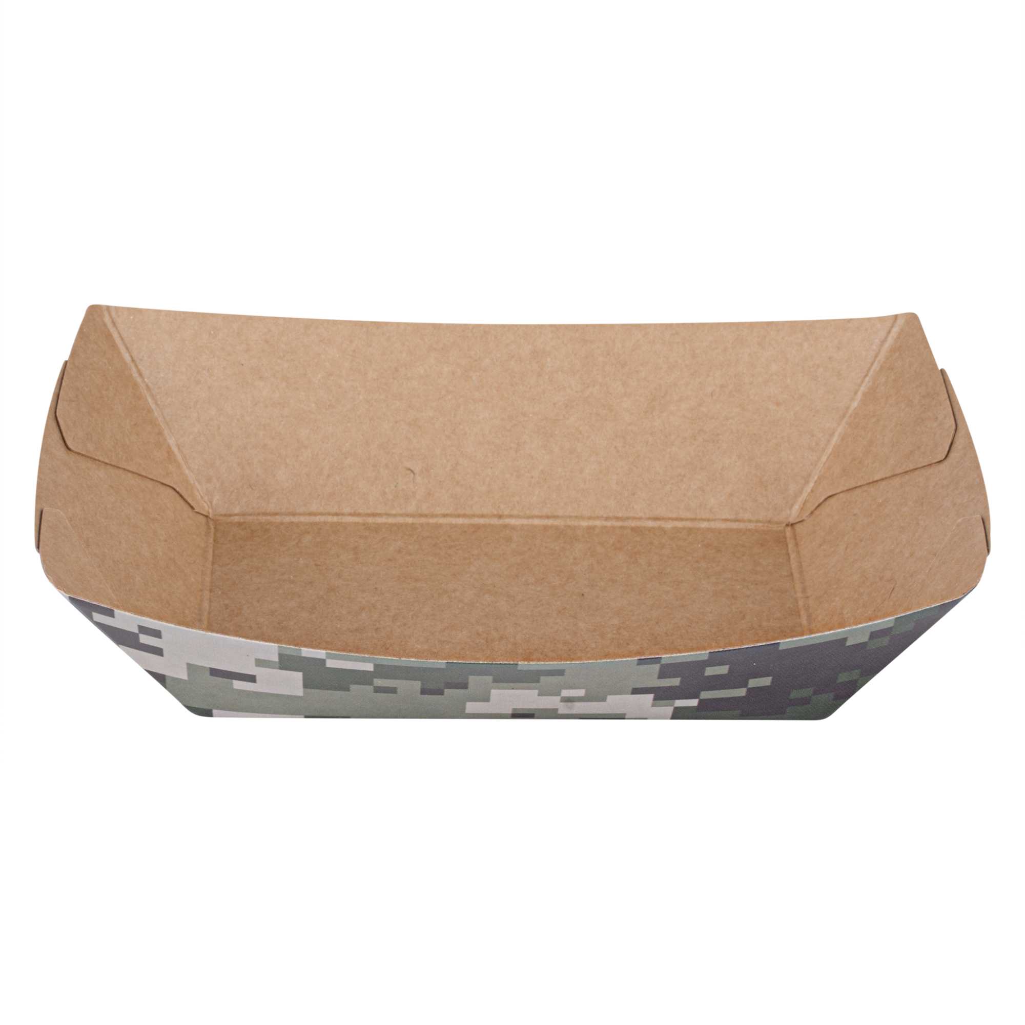 Bio Tek 4 oz Camouflage Paper #25 Food Tray / Boat - 3" x 2" x 1" - 50 count box