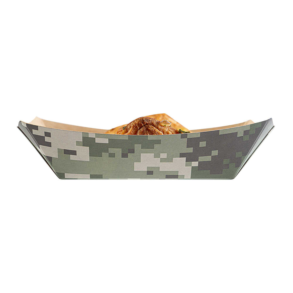Bio Tek 4 oz Camouflage Paper #25 Food Tray / Boat - 3" x 2" x 1" - 400 count box