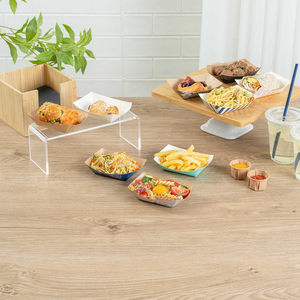 Bio Tek 4 oz Kraft Paper #25 Food Tray / Boat - 3" x 2" x 1" - 50 count box